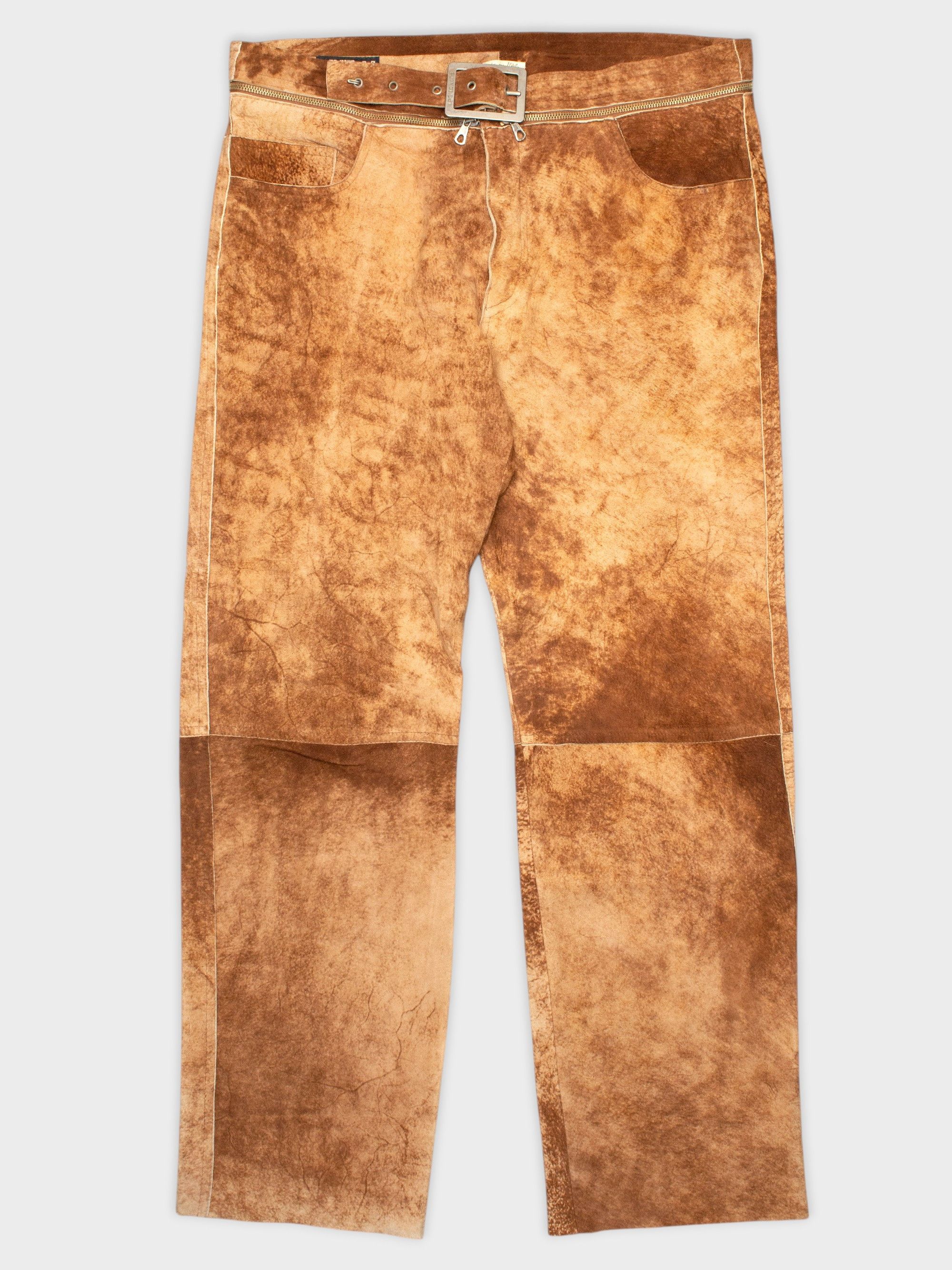 Jean Paul Gaultier JPG.Jean's - (vintage) - men's belted cowhide leather pants Size US 38 / EU 54 - 1 Thumbnail