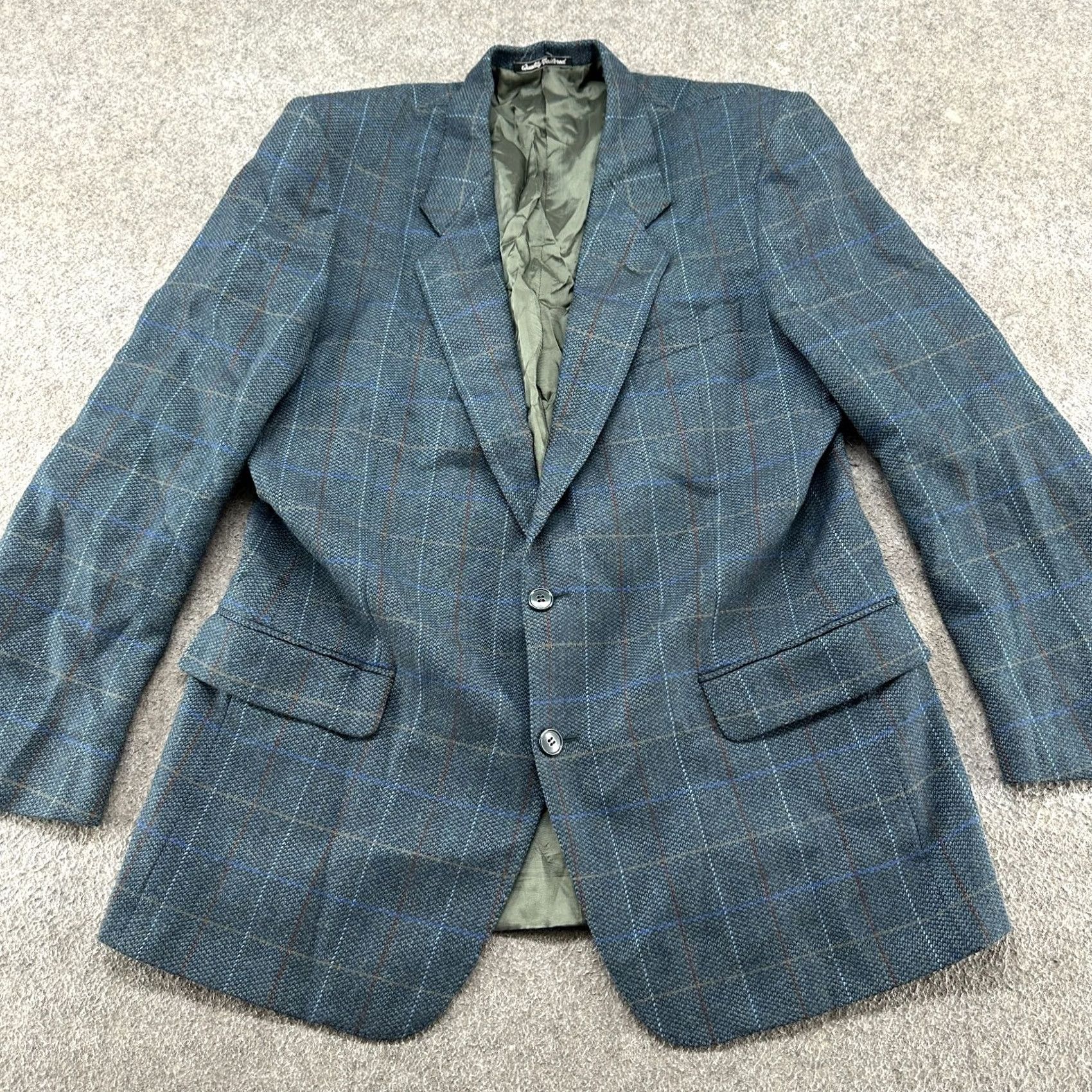 Vintage VINTAGE Calvino Vitale Blazer Mens 42/52 Blue Wool Tweed 2 Piece Notch Lapel 90s USA Sports Blazer Mens Size 52R - 3 Thumbnail