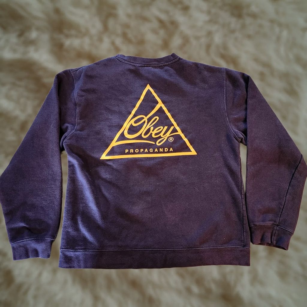 Obey VINTAGE Obey Propaganda Sweatshirt Navy Blue Double Sided Crewneck Skater M Men Size US M / EU 48-50 / 2 - 1 Thumbnail