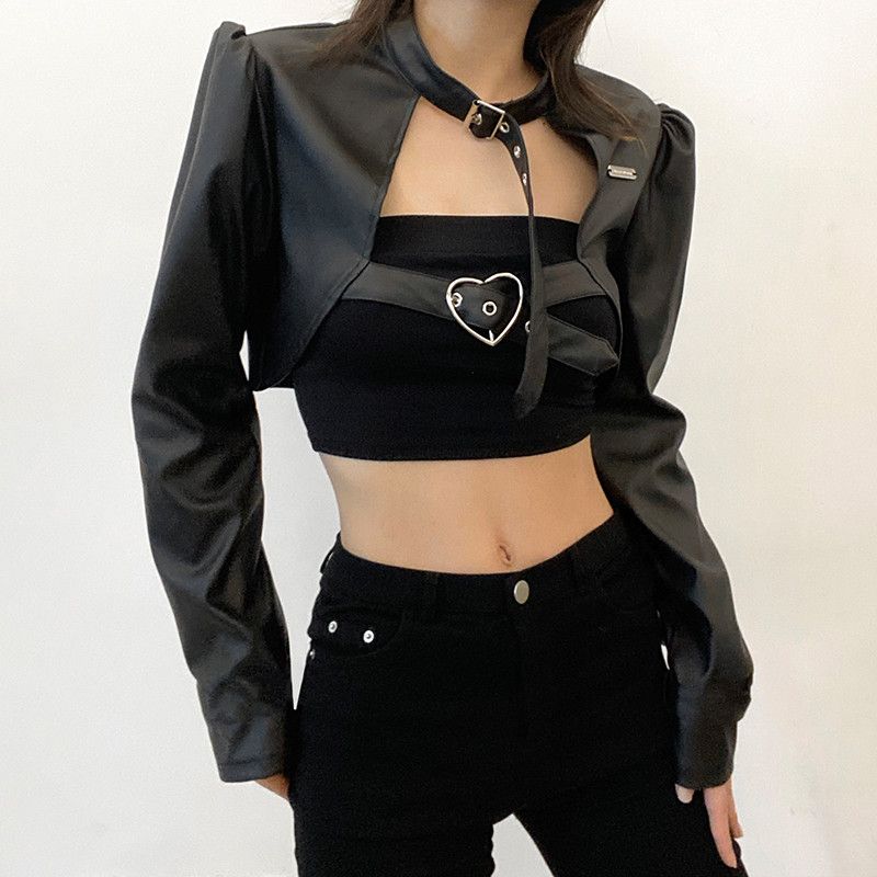 Japanese Brand × Vintage Gothic Black PU Leather Jacket Size M / US 6-8 / IT 42-44 - 1 Thumbnail