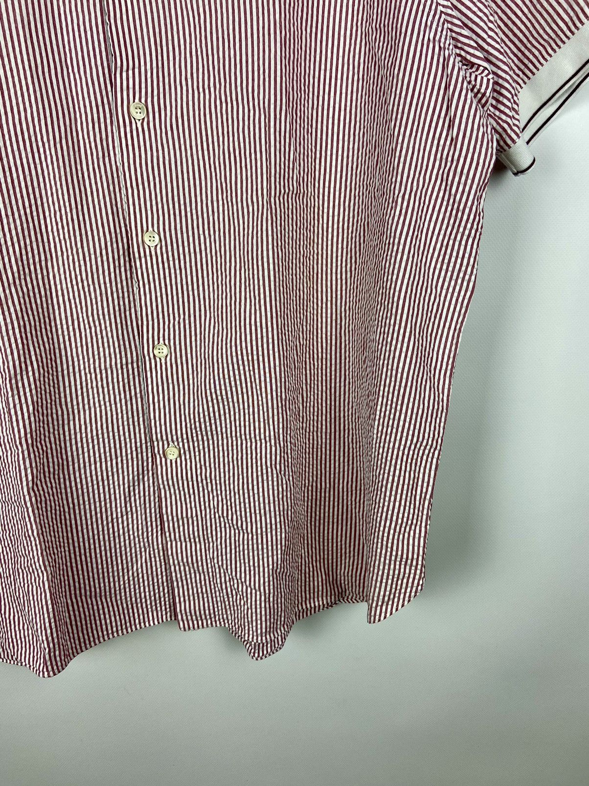 Brioni × Designer Brioni Striped Mens Shirt White Pink Short Sleeve Luxury Size US XL / EU 56 / 4 - 8 Thumbnail