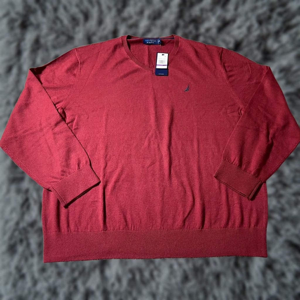 Nautica Nautica NAVTECH Sweater XXL Crimson Red Classic Business Casual Preppy Layering Pullover Men Size US XXL / EU 58 / 5 - 1 Thumbnail