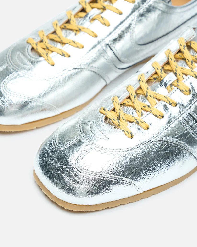Dries Van Noten o1tko10426 Metalic-Leather Marathon Sneakers in Silver Size US 12 / EU 45 - 6 Thumbnail