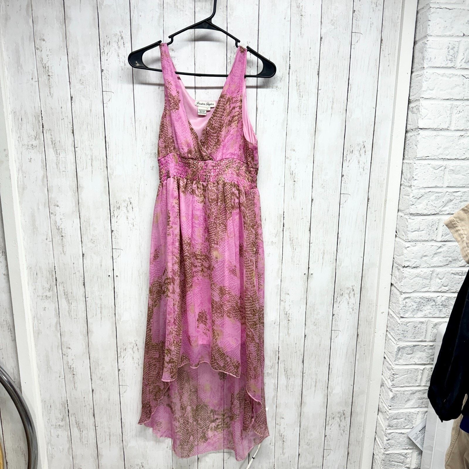 Vintage Jessica Taylor Dress LG Pink High Low Maxi Sleeveless Sheer Size L / US 10 / IT 46 - 1 Thumbnail