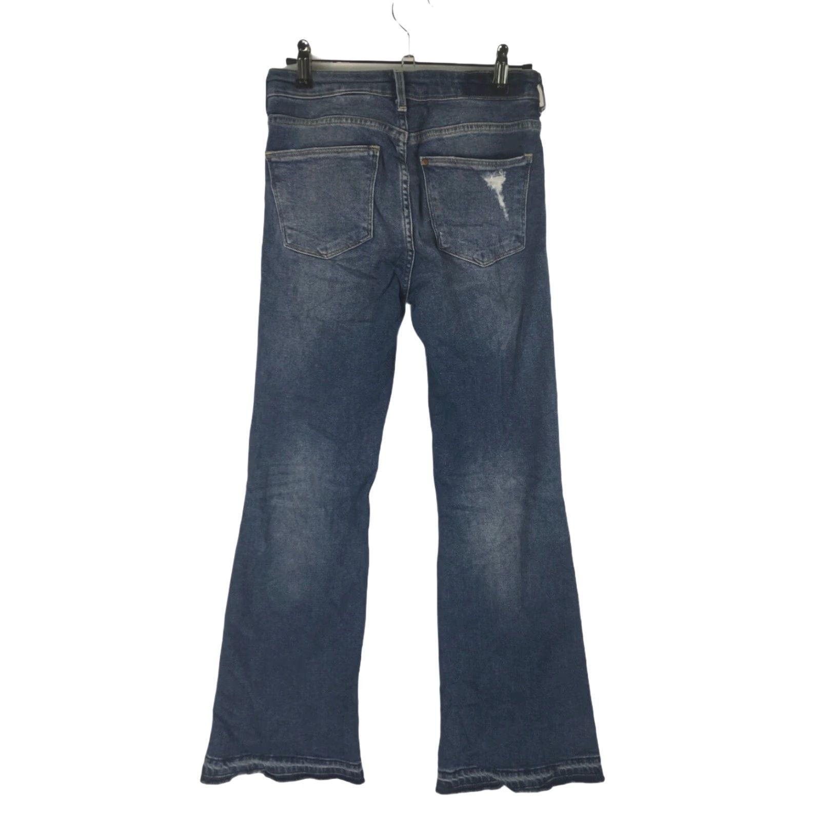 H&M H&M Womens Flare Jeans Distressed Blue Denim Size 25X30 Regular Rise Mid 28 Inseam 5-Pocket Belt Loops Zipper Button Cuff 26 In Waist Blue Size 42" / US 20 - 2 Thumbnail