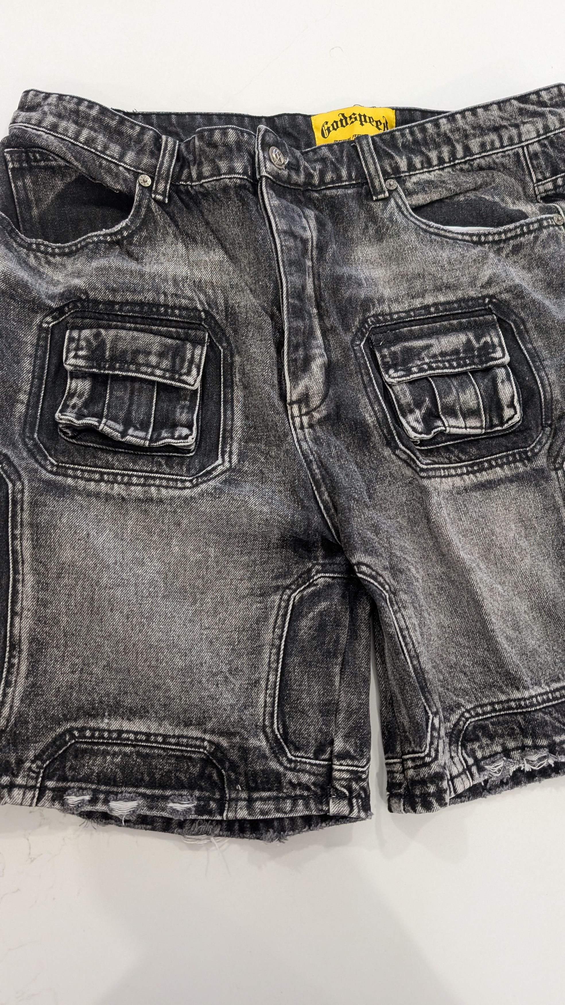 Godspeed Godspeed Octagon Denim Cargo Shorts Grey Wash 38 Size US 38 / EU 54 - 6 Thumbnail
