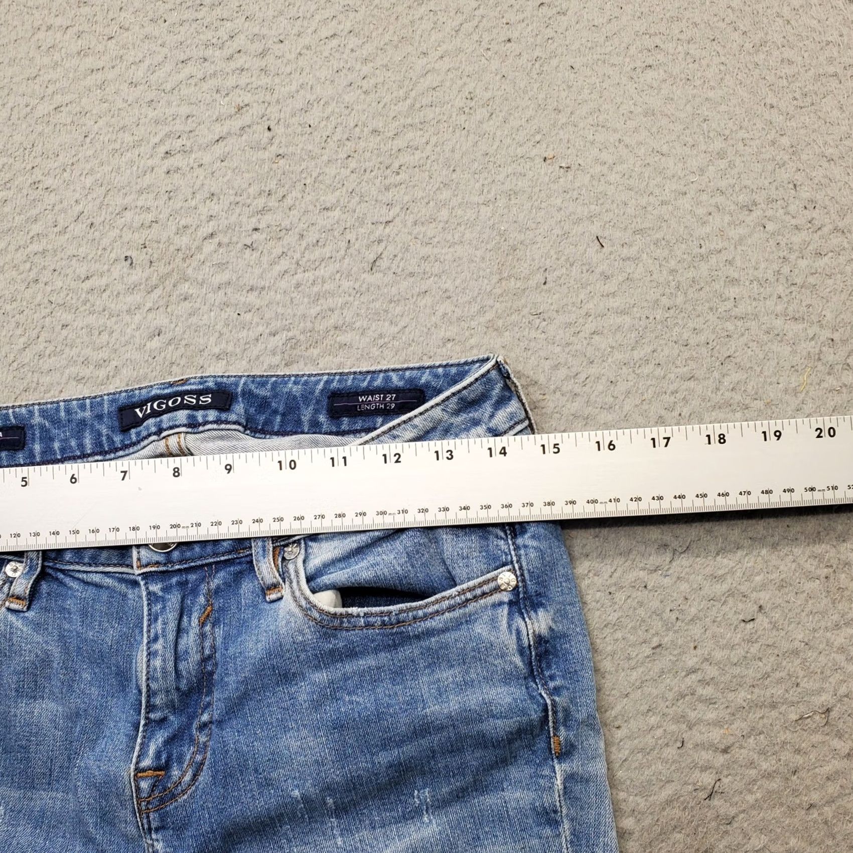 Vintage VIGOSS Jeans Women's 27x29 Blue Denim Stretch Distressed The Chelsea Skinny Leg Jeans Size 27" / US 4 / IT 40 - 6 Thumbnail
