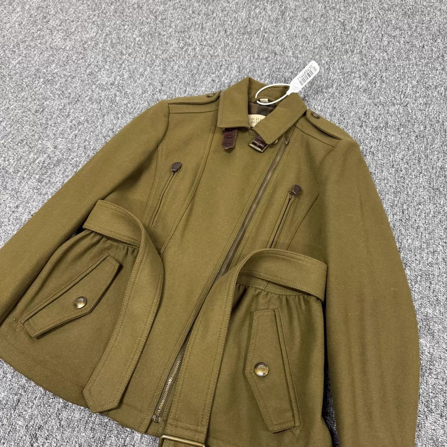 Burberry Burberry Brit Olive Belted Short Wool Coat UK8 99N Size S / US 4 / IT 40 - 4 Thumbnail
