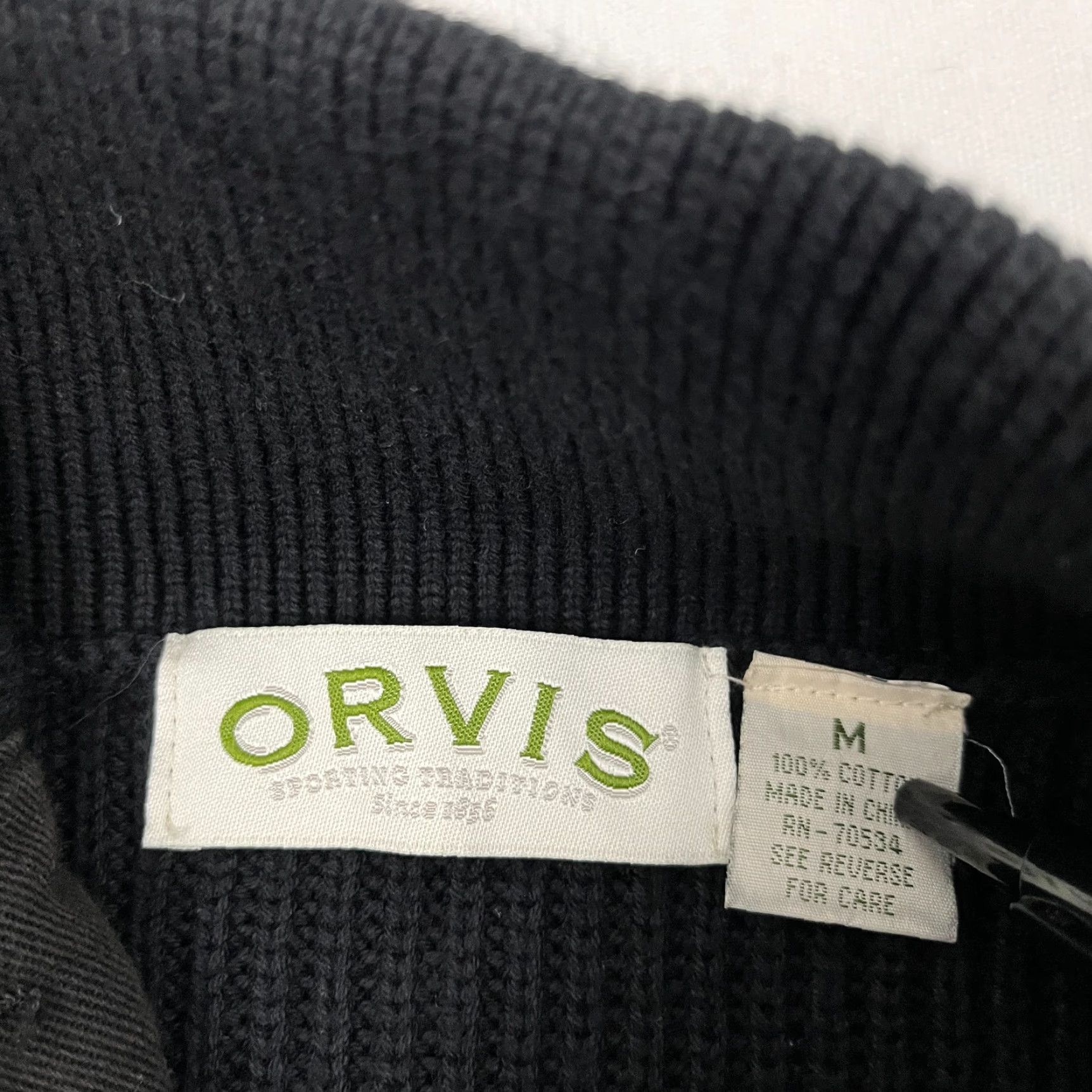 Orvis Orvis Sweater Mens M Black Heavy Knit Elbow Pad Commando Henley Shawl Pullover Size US M / EU 48-50 / 2 - 2 Thumbnail