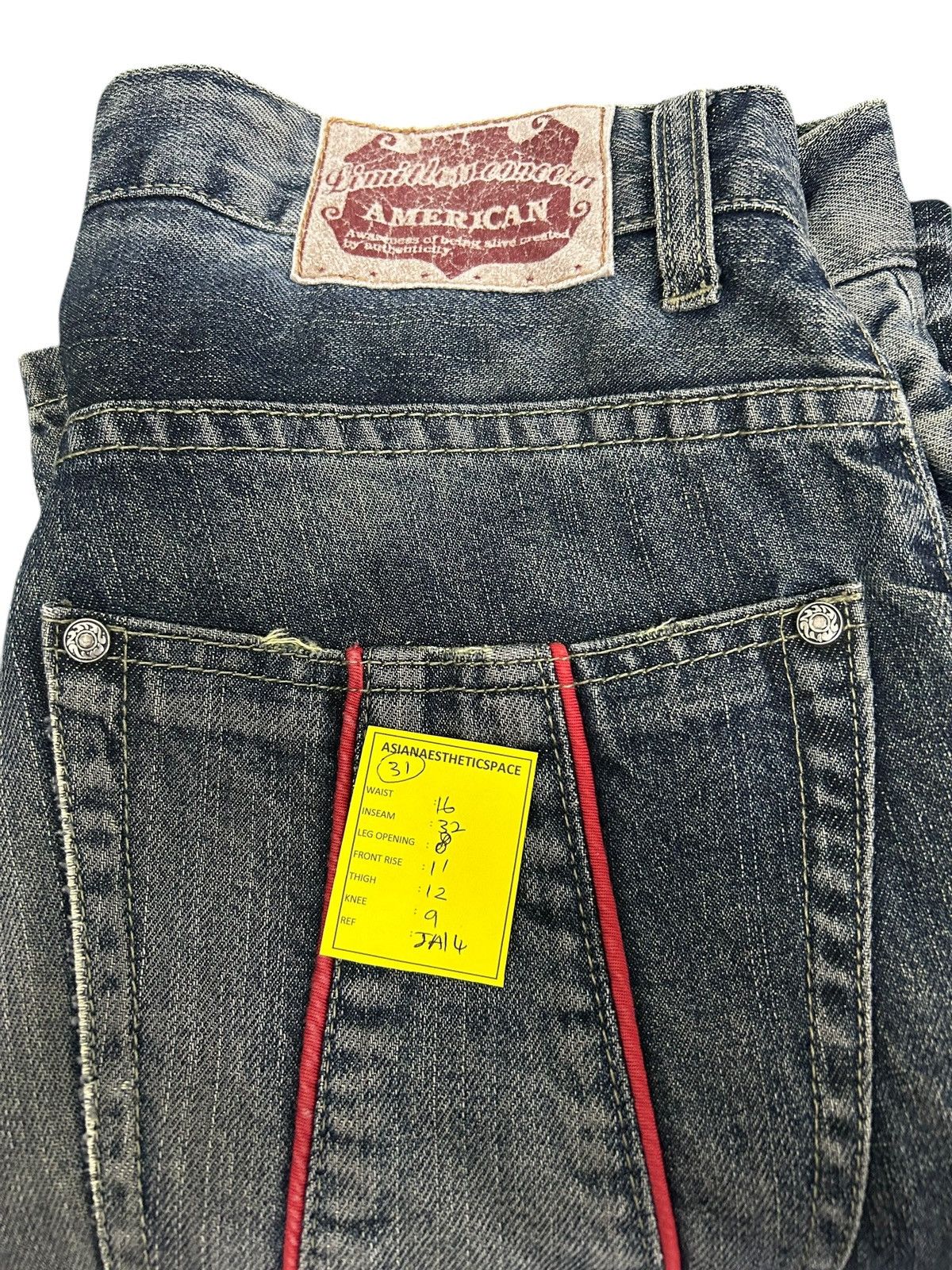 If Six Was Nine American Amore Puro Japan Jean Whisker Light Washed Size US 31 - 19 Thumbnail