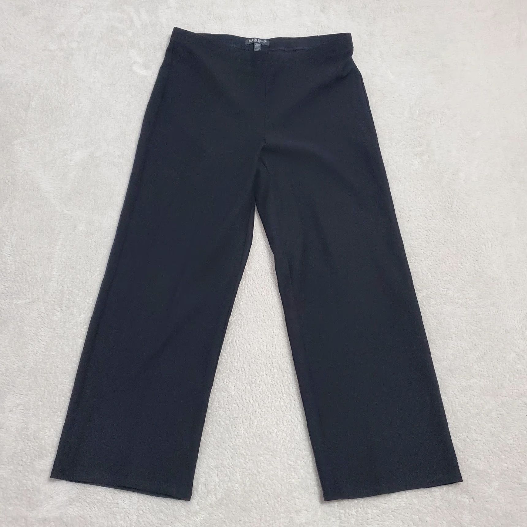 Eileen Fisher VINTAGE Eileen Fisher Pants Women Petite PP Black Cropped Pull On Straight Vs Nylon Spandex Viscose Blend Career Wear Women Size 24" / US 00 / IT 34 - 2 Thumbnail