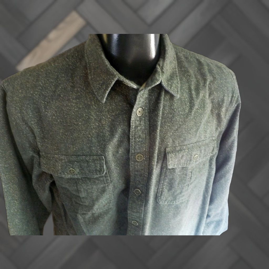 Vintage FREEDOM FOUNDRY Flannel Shirt Green/Ivory XL Heavyweight Button-Front Speckled Casual Shirt Mens Slim Size US XL / EU 56 / 4 - 1 Thumbnail