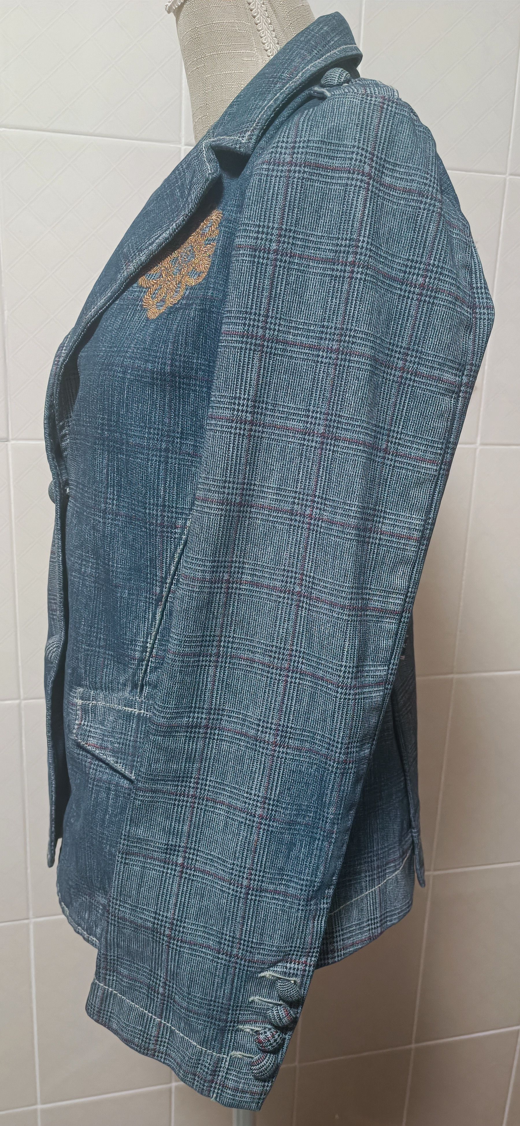 Jean Paul Gaultier Blue denim jacket with tartan print Size L / US 10 / IT 46 - 15 Thumbnail