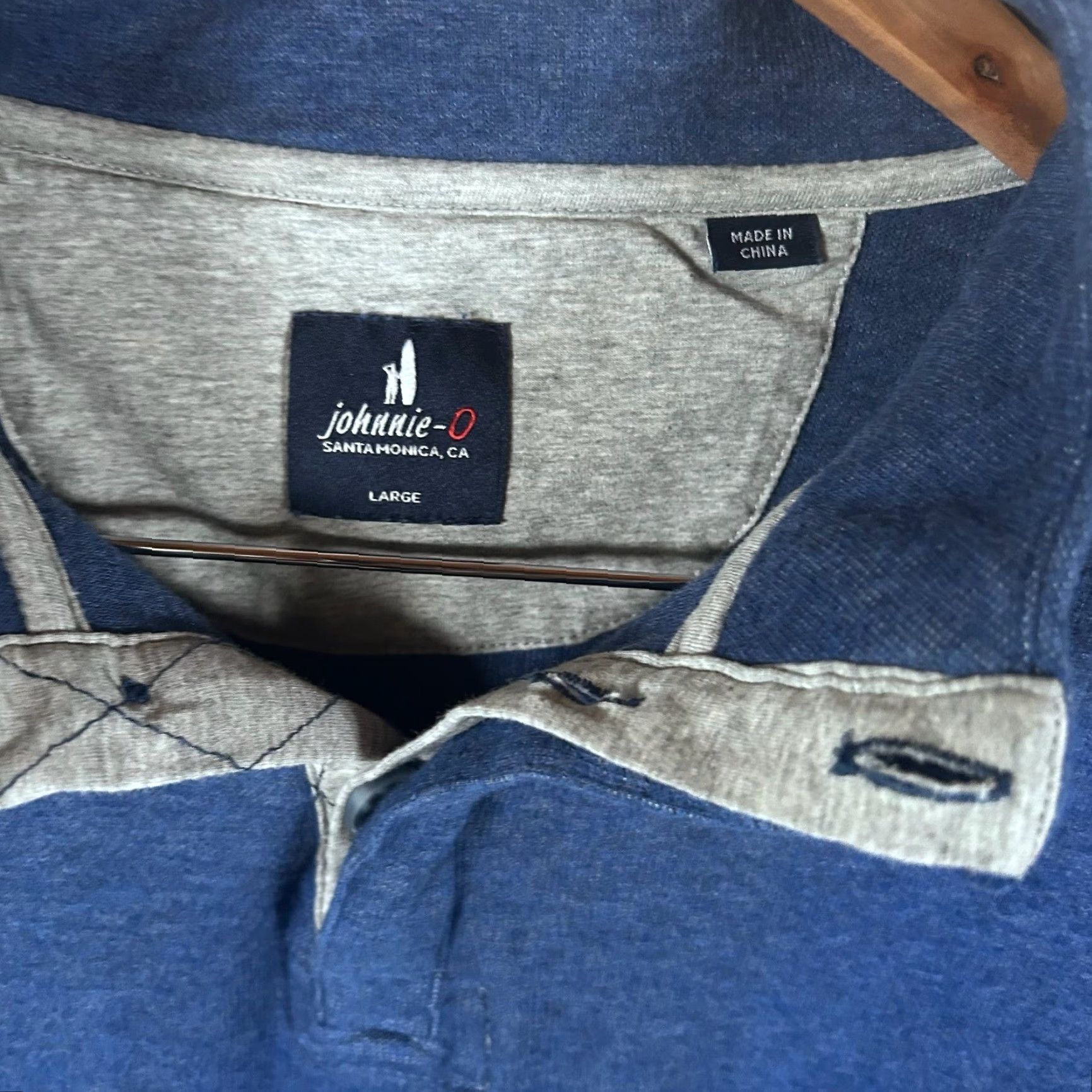johnnie-O Johnnie-O Mens Large Blue Heathered Quarter Button Mock Neck Pullover Sweater Size US L / EU 52-54 / 3 - 2 Thumbnail