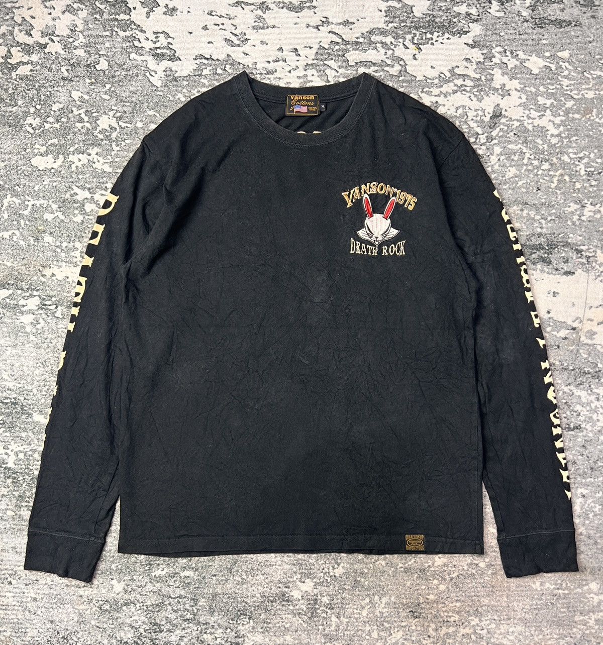 Vanson Leathers Vanson Death Rabbit Embroided Ls Tshirt Size US XL / EU 56 / 4 - 2 Thumbnail