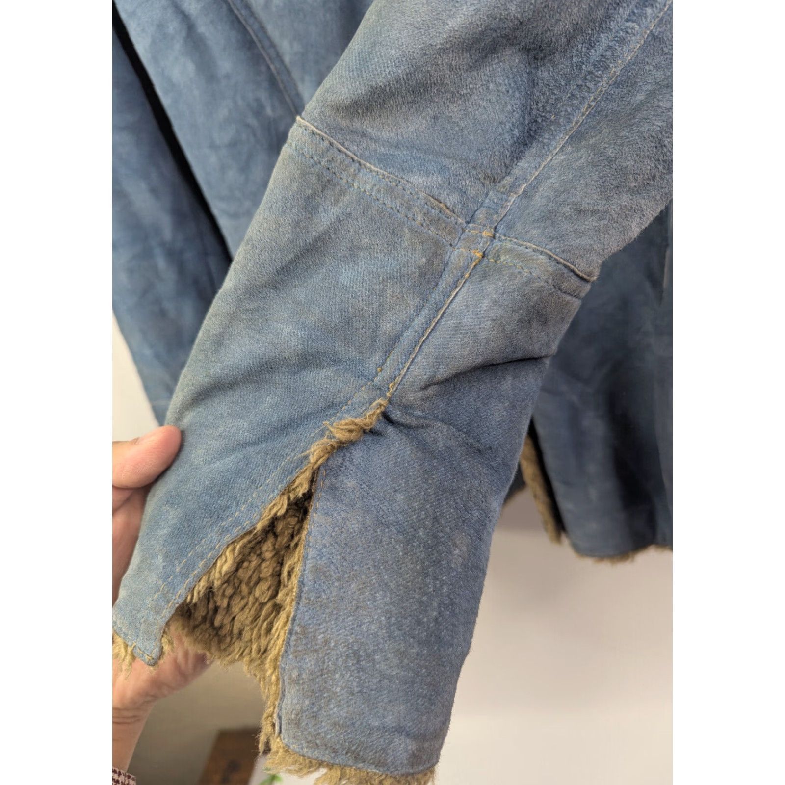 Guess VINTAGE GUESS Penny Lane Coat Leather Blue Lining Faux Fur Mid-Length Women's S Small Size S / US 4 / IT 40 - 6 Thumbnail