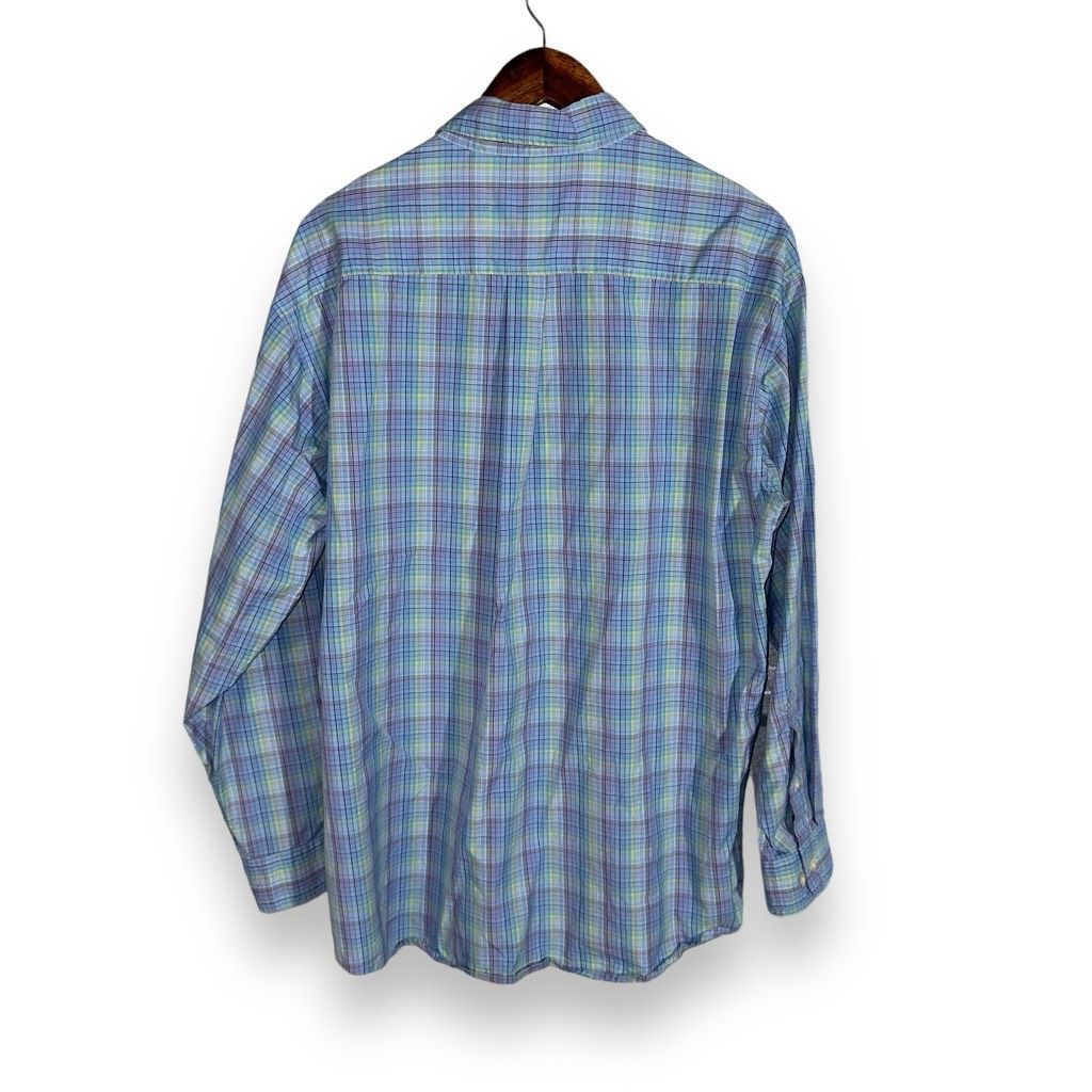 Robert Talbott Talbots for Men Teal Blue Check Twill Button Down Shirt L Size US L / EU 52-54 / 3 - 9 Thumbnail