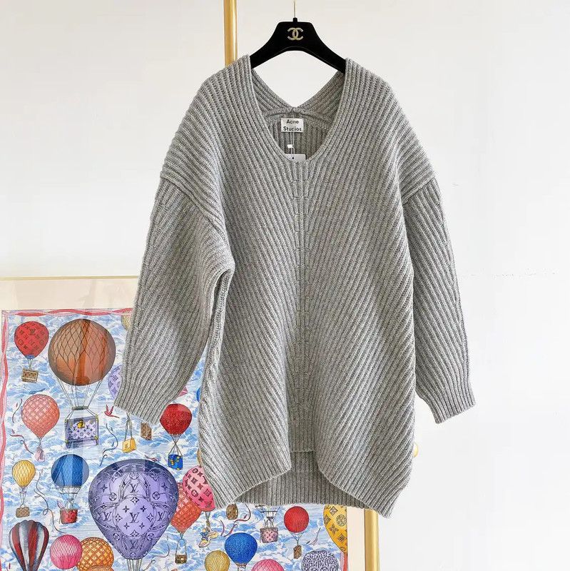 Acne Studios Acne Studios Gray Wool Ribbed Sweater Size XXS / US 00 / IT 34 - 1 Thumbnail