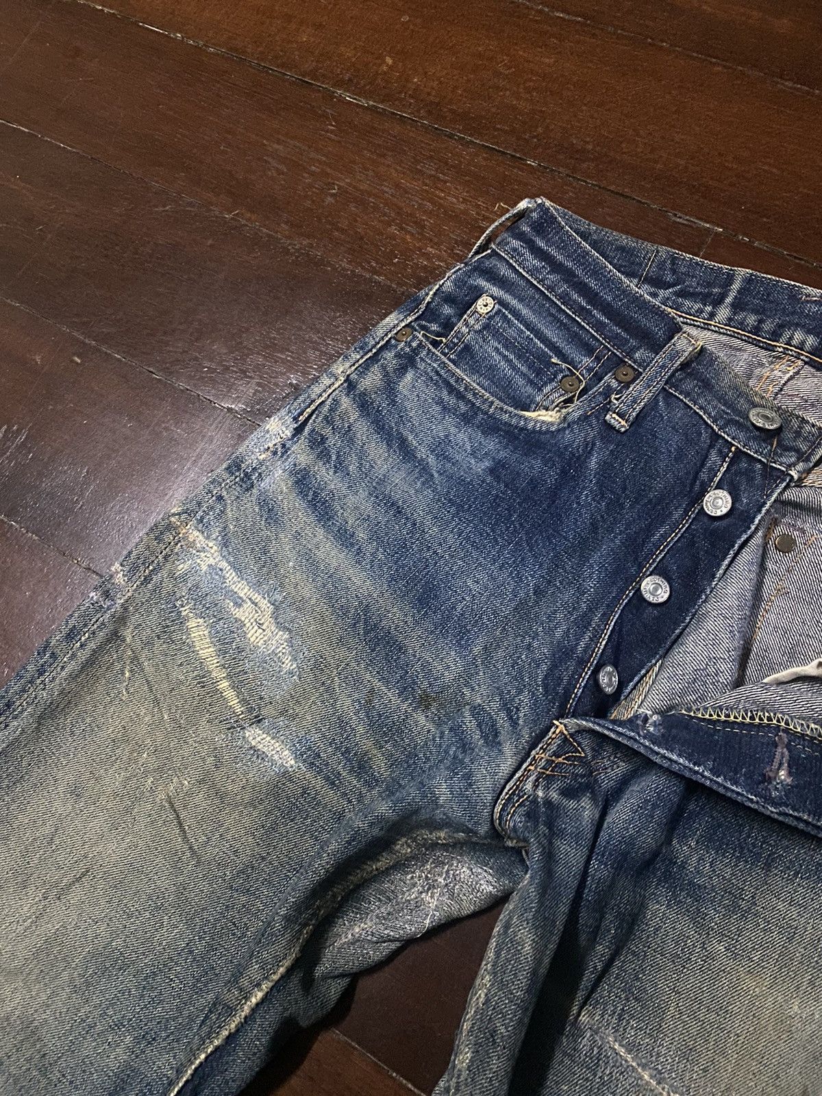 Denime FIRE 🔥 VINTAGE DENIME JAPAN DISTRESSED REWORK FADED JEANS Size US 29 - 10 Thumbnail