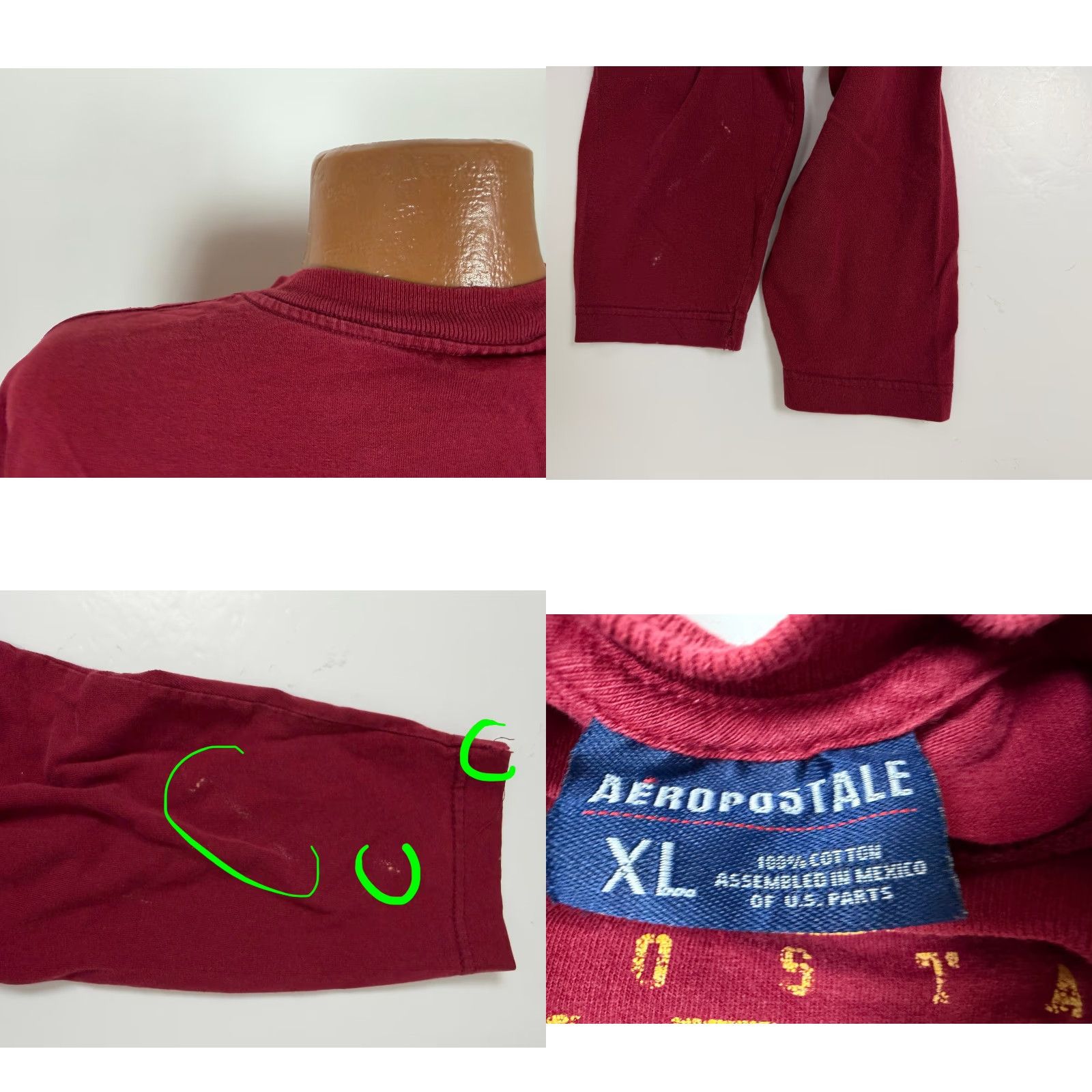 Aeropostale VINTAGE Aeropostale Shirt Men XL Graphic Print Long Sleeve Maroon Red Cotton Jersey T-Shirt Logo Sports Y2K 2000s Fall Summer 90s Mens Size US XL / EU 56 / 4 - 8 Thumbnail