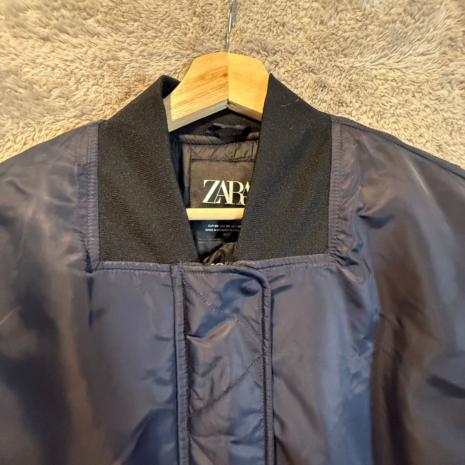 Zara Zara Oversized Bomber Jacket Raincoat Women's XS Blue Black Size XS / US 0-2 / IT 36-38 - 4 Thumbnail