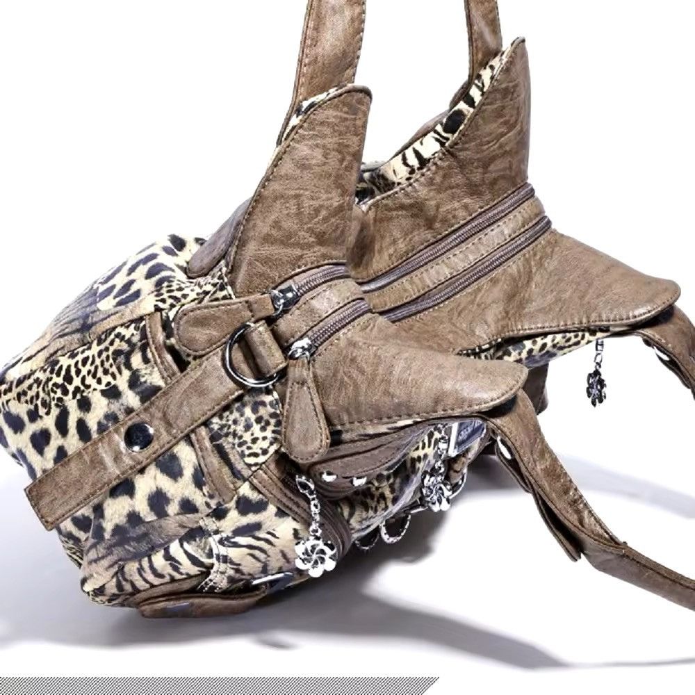 Vintage Retro 00s Tote Bag Leopard Shoulder Bag Size ONE SIZE - 4 Thumbnail