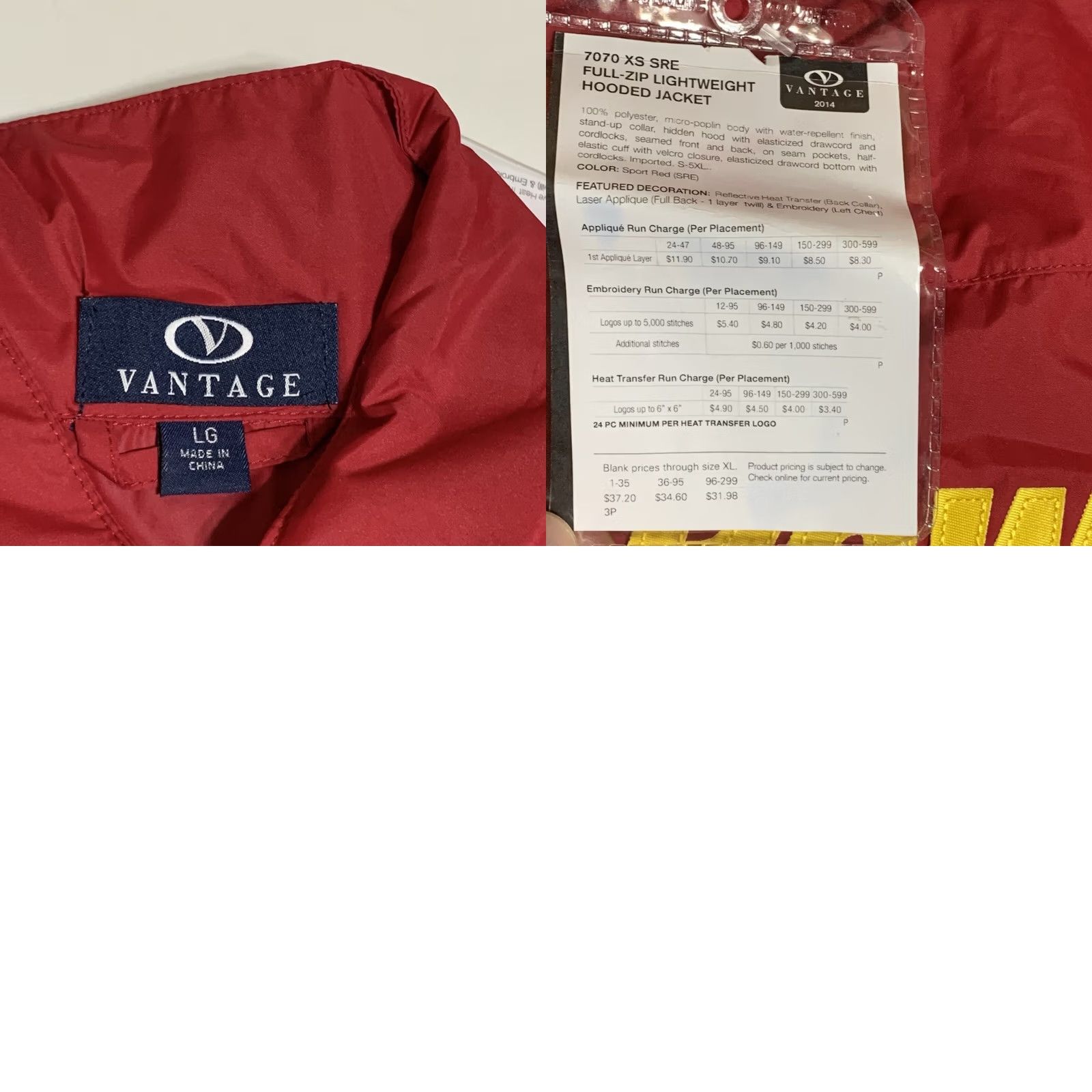 Vintage Vantage Windbreaker Seattle Aquarium Powerbar Light Weight Red NWT Large Mens Size US L / EU 52-54 / 3 - 8 Thumbnail