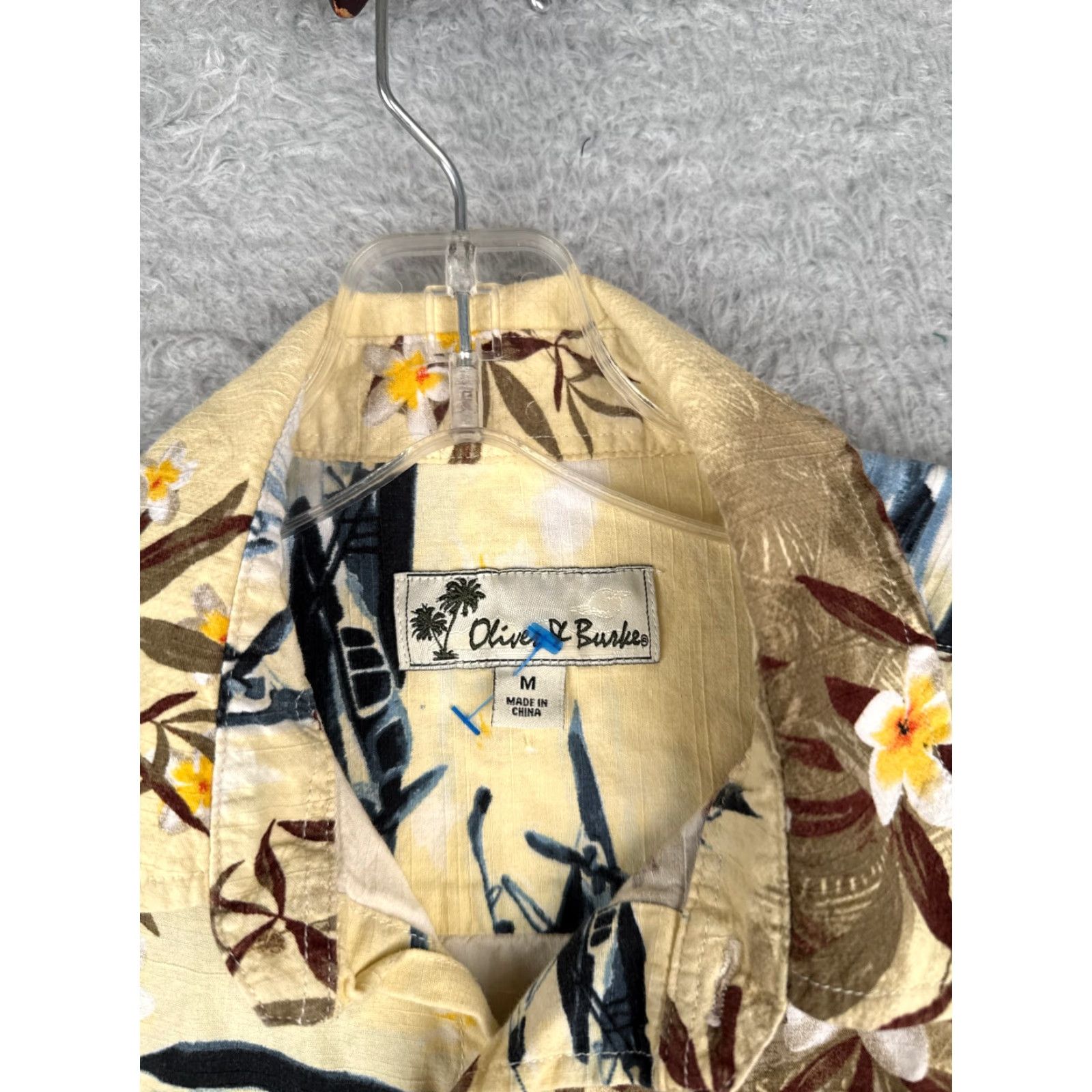 Olive VINTAGE Oliver & Burke Shirt Men M Yellow Floral Airplane Button Up Cotton Hawaiian Size US M / EU 48-50 / 2 - 7 Thumbnail
