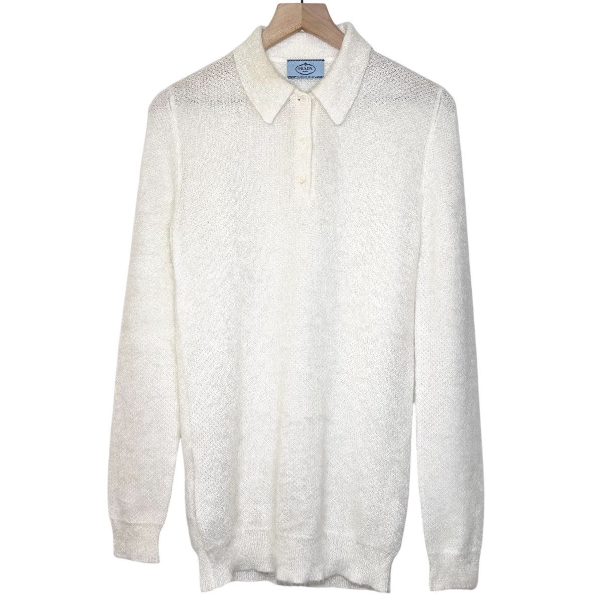 Prada Prada Mohair Knit Polo Shirt in Ivory Size M / US 6-8 / IT 42-44 - 2 Thumbnail