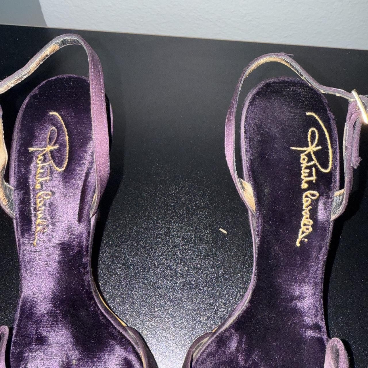 Roberto Cavalli Roberto Cavalli VINTAGE Rare dark purple satin open toe heel Size US 7 / IT 37 - 6 Thumbnail