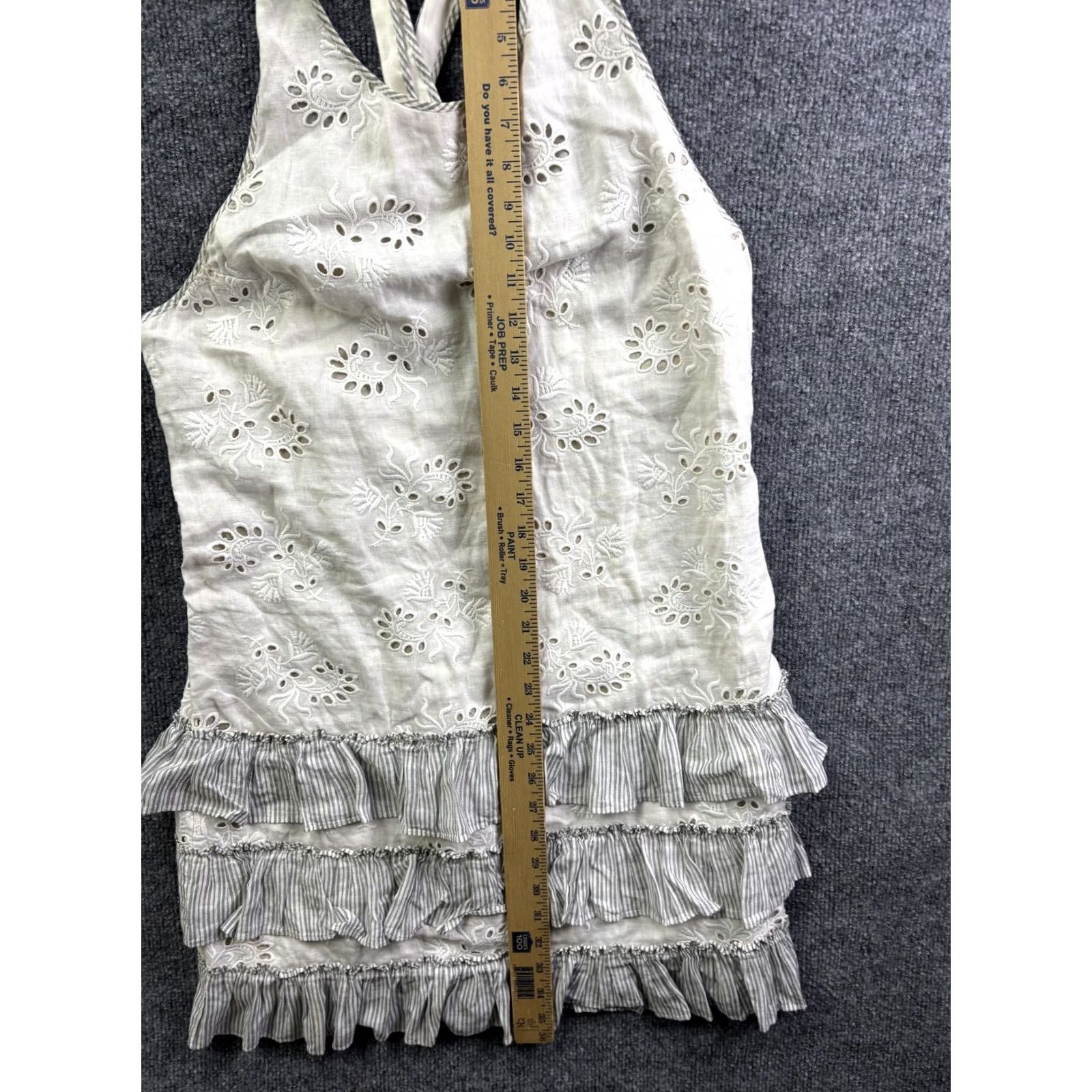 Rebecca Taylor Rebecca Taylor Dress Womens 12 White Eyelet Halter Striped Ruffle Sundress Size XL / US 12-14 / IT 48-50 - 3 Thumbnail