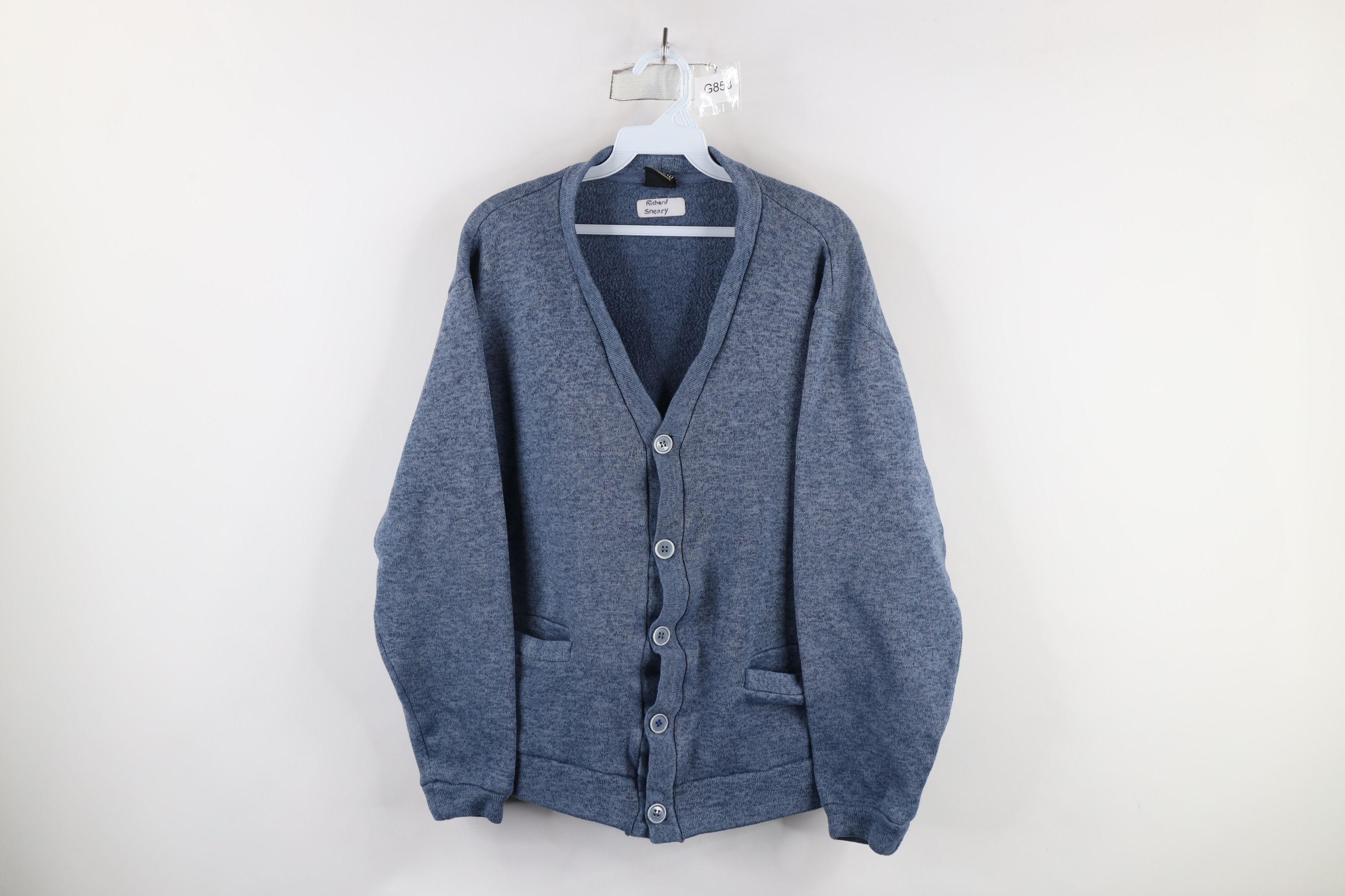 Vintage Vintage 90s Streetwear Boxy Fit Knit Cardigan Sweater Blue Size US S / EU 44-46 / 1 - 1 Thumbnail