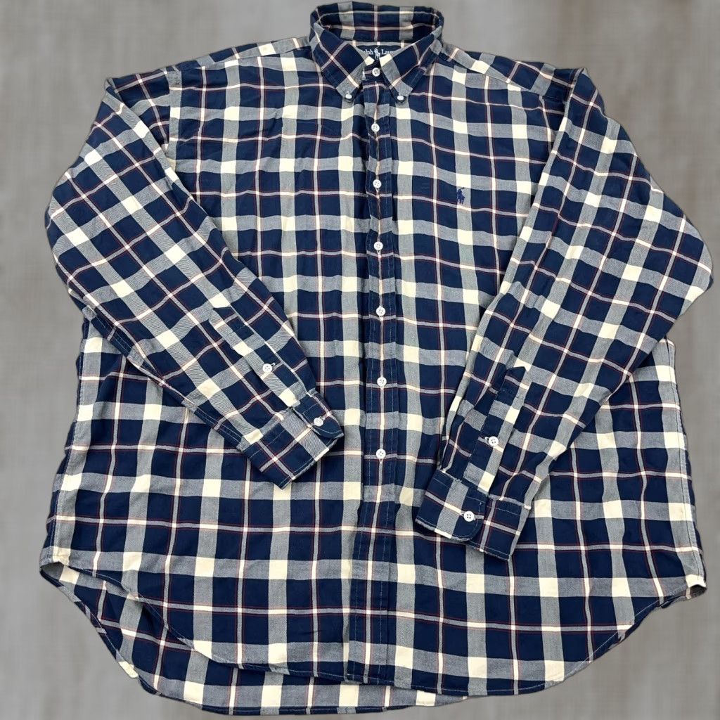 Ralph Lauren Ralph Lauren Blaire Button-Up Shirt Men XL Blue Plaid Flannel Casual Tall Shirt Size US XL / EU 56 / 4 - 1 Thumbnail