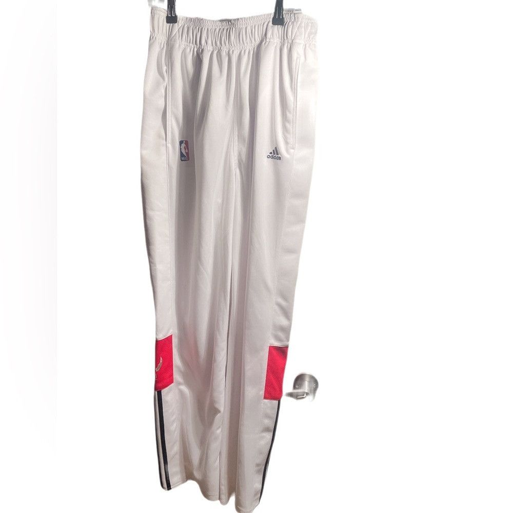 Adidas Adidas Toronto Raptors white warmup athletic tearaway pants Size US 34 / EU 50 - 1 Thumbnail