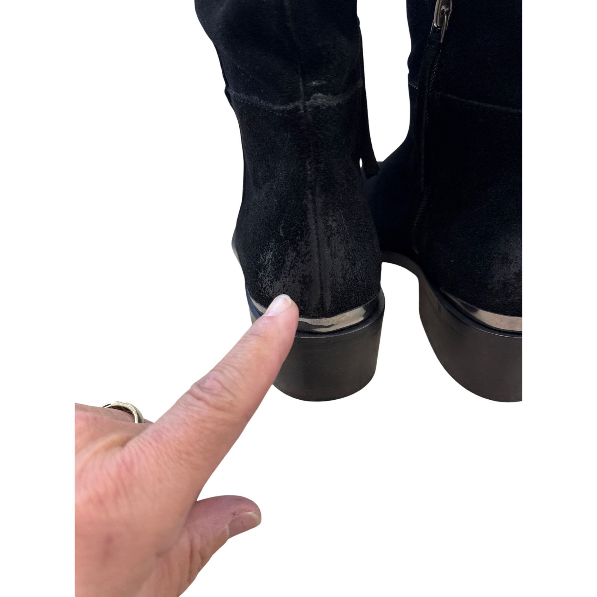 Designer Naughty Monkey Womens Black Suede Leather Riding Boots Size Size US 8.5 / IT 38.5 - 8 Thumbnail