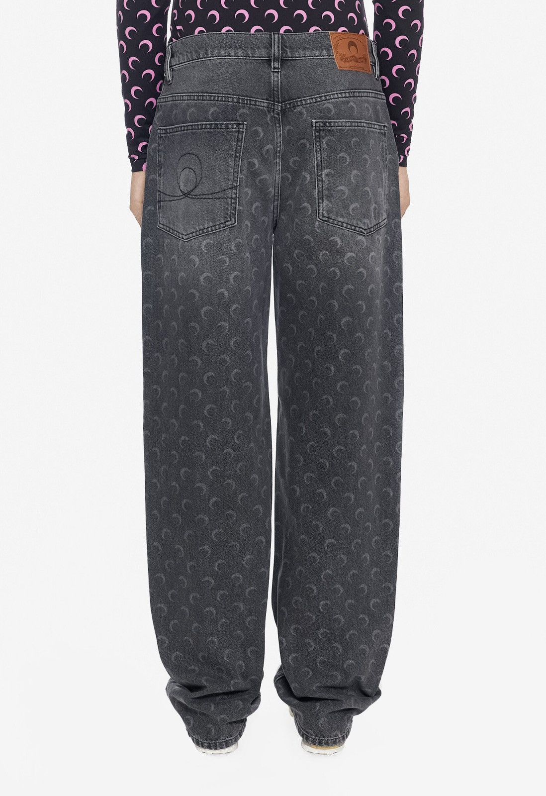 Marine Serre Marine Serre Laser Baggy Jeans Grey Wash All Over Moon Print Size US 34 / EU 50 - 2 Thumbnail