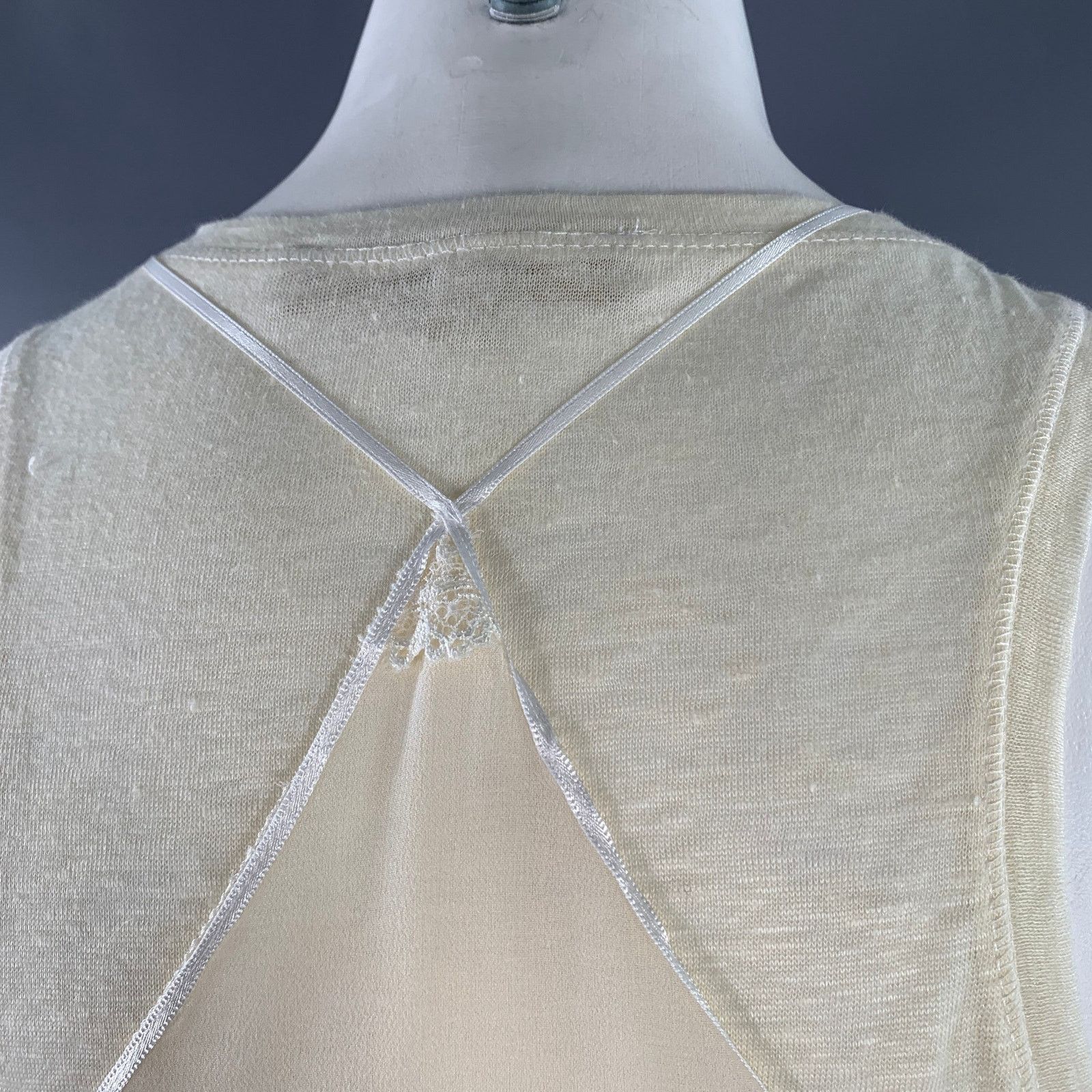 Vanessa Bruno 2 Beige Linen Camisole Tank Double Layer Casual Top Size XS / US 0-2 / IT 36-38 - 5 Thumbnail