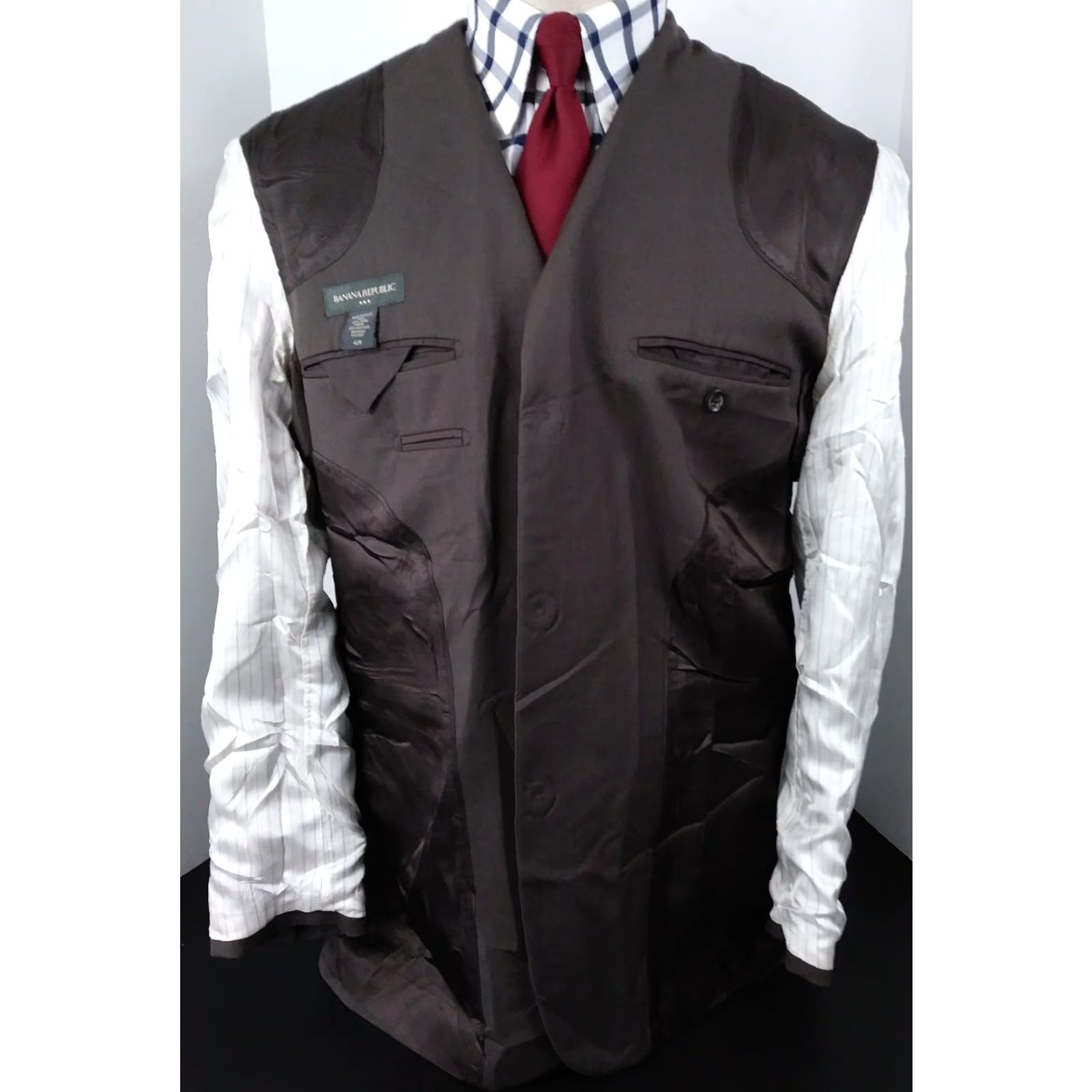 Banana Republic Banana Republic Blazer Mens 42R Brown Three-Button Single Vent Wool Jacket Coat Size 42R - 6 Thumbnail