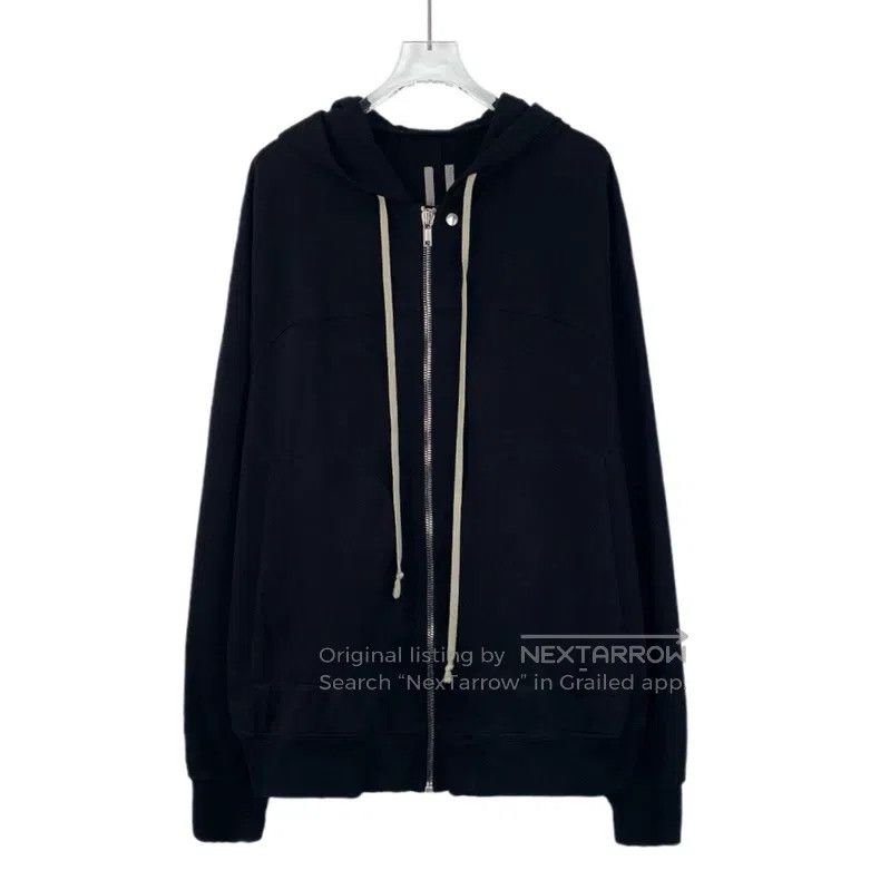Rick Owens Rick Owens Black Cotton Hooded Drawstring Zip Long Sleeve Size US XL / EU 56 / 4 - 1 Thumbnail