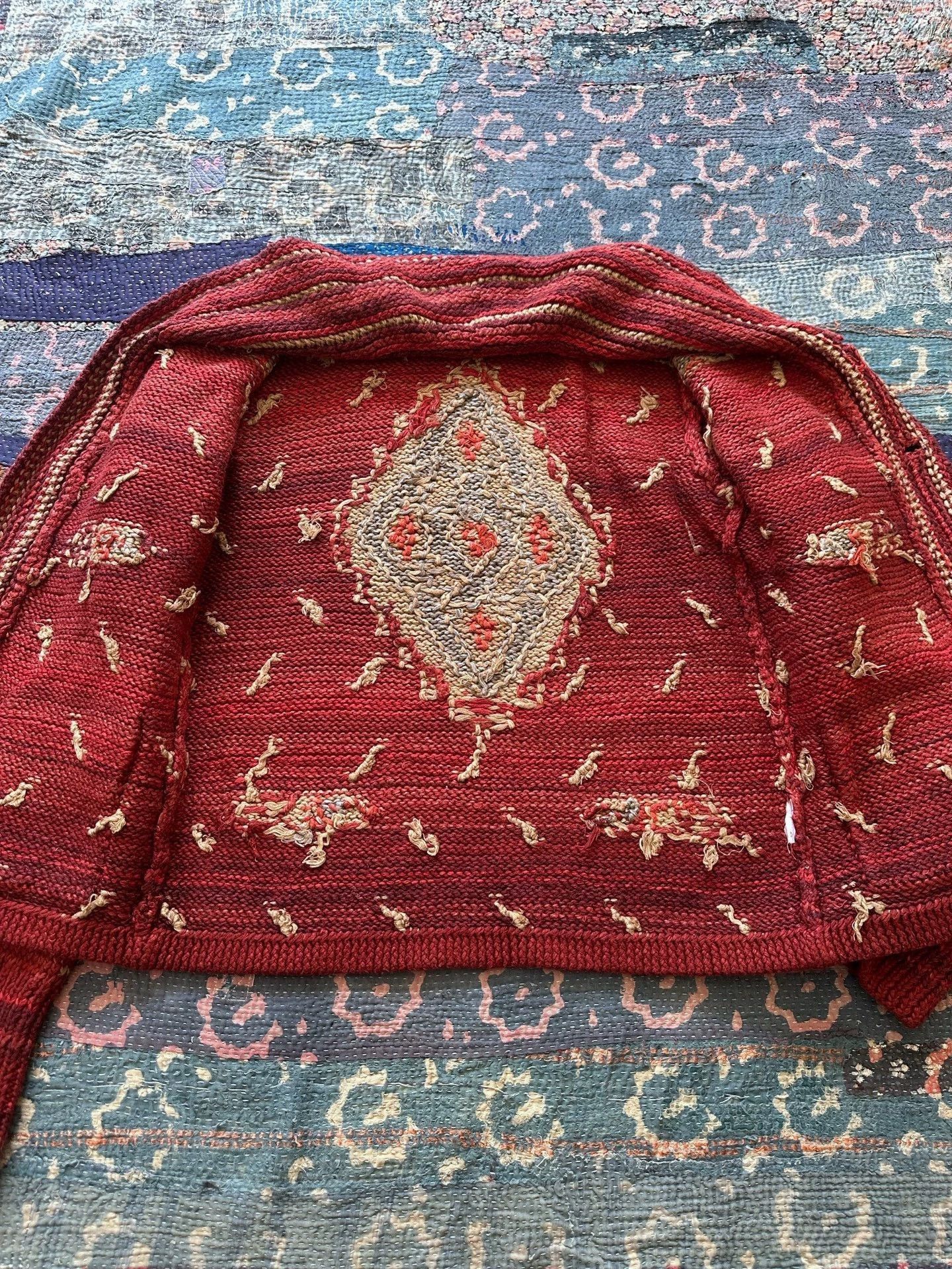 RRL Ralph Lauren Red Patterned Button-Front Knit Cardigan Size US XXS / EU 40 - 6 Thumbnail