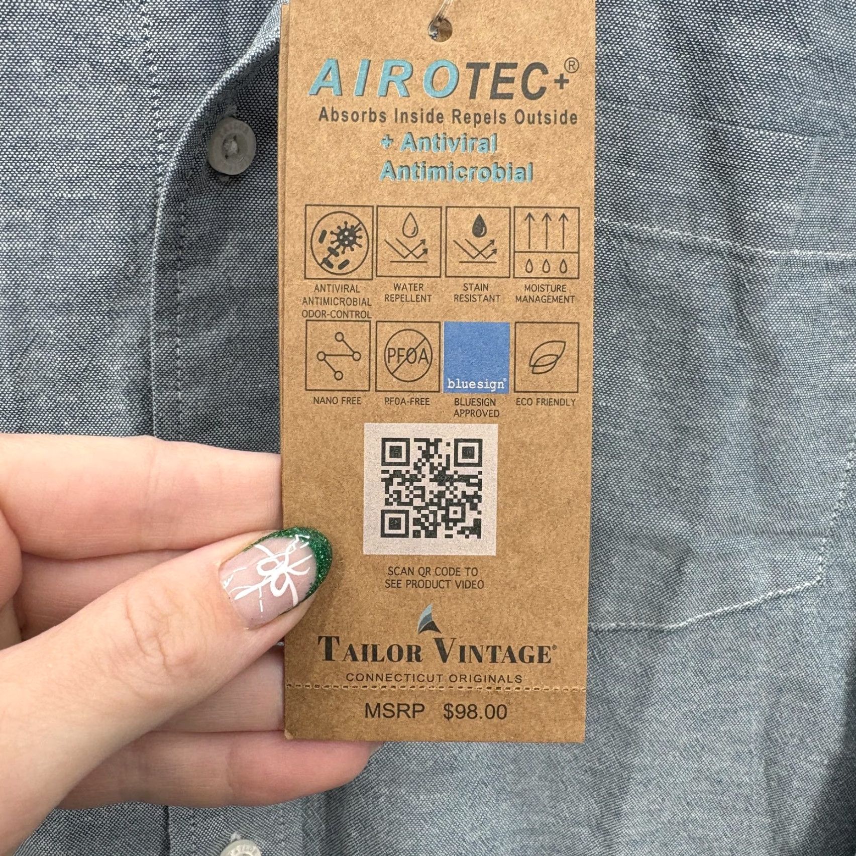 Vintage VINTAGE Tailor Vintage Shirt Mens Medium Gray Luxe Performance Airotec Button-Down NWT Size US M / EU 48-50 / 2 - 6 Thumbnail
