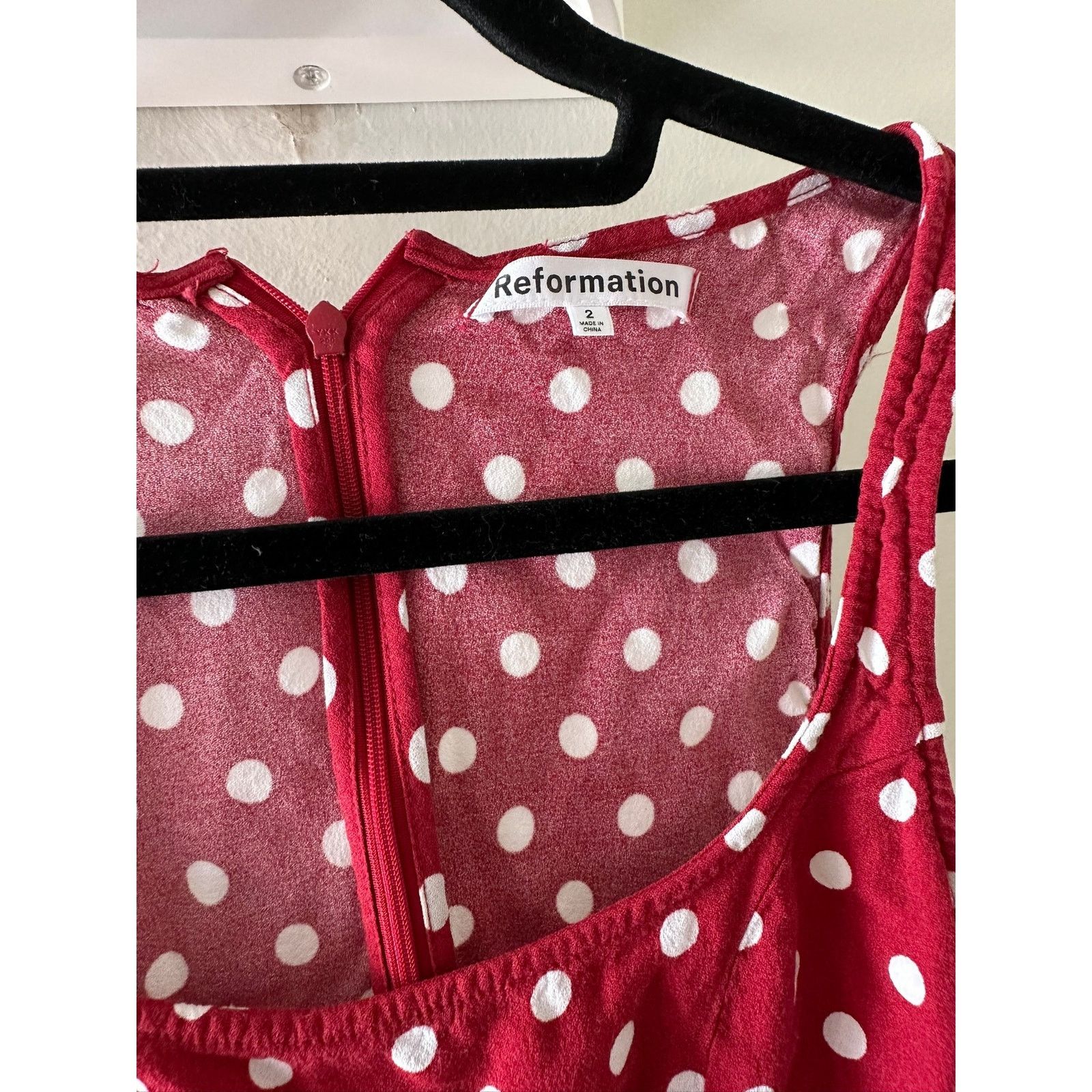 Reformation Reformation Noha Mini Dress Red Polka 2 Size XS / US 0-2 / IT 36-38 - 3 Thumbnail