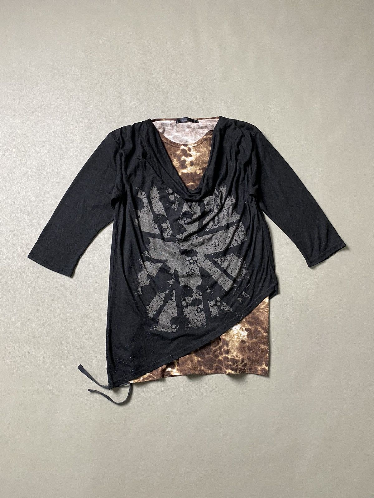 14th Addiction × Japanese Brand × KMRii Gothic Japanese Double Layer Asymmetrical Tshirt Size US M / EU 48-50 / 2 - 1 Thumbnail