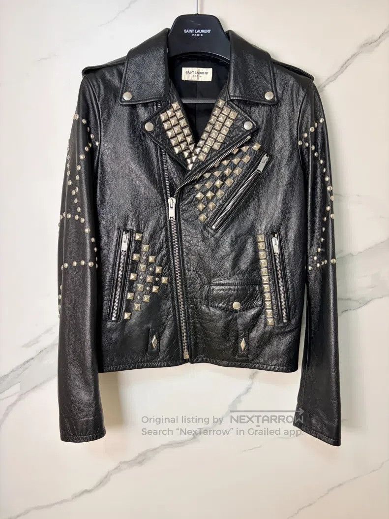 Saint Laurent Paris Saint Laurent Paris Studded Biker Leather Jacket Size US S / EU 44-46 / 1 - 1 Thumbnail
