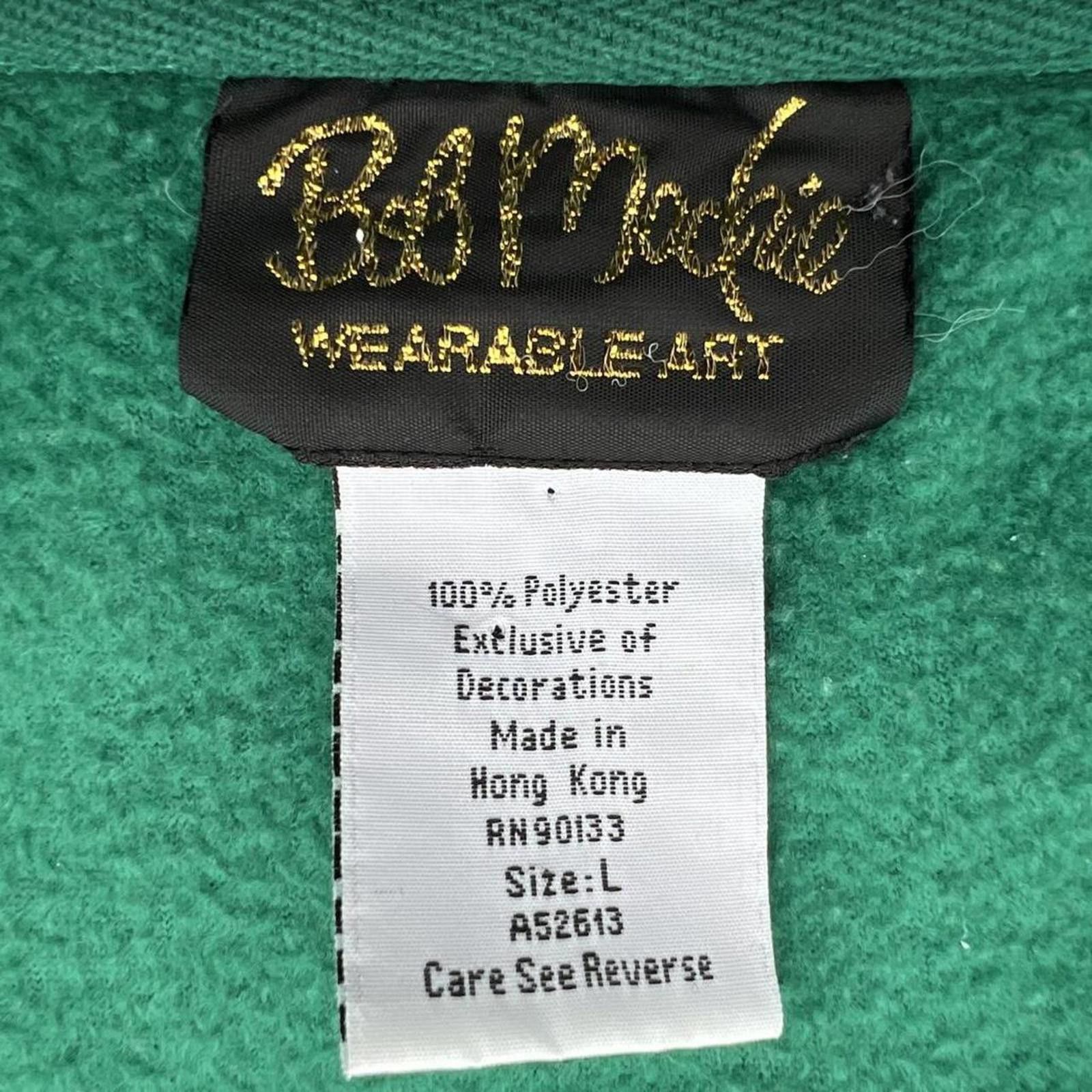 Vintage Vintage 80s Green Fleece Embroidered Zip Jacket Size US L / EU 52-54 / 3 - 3 Thumbnail
