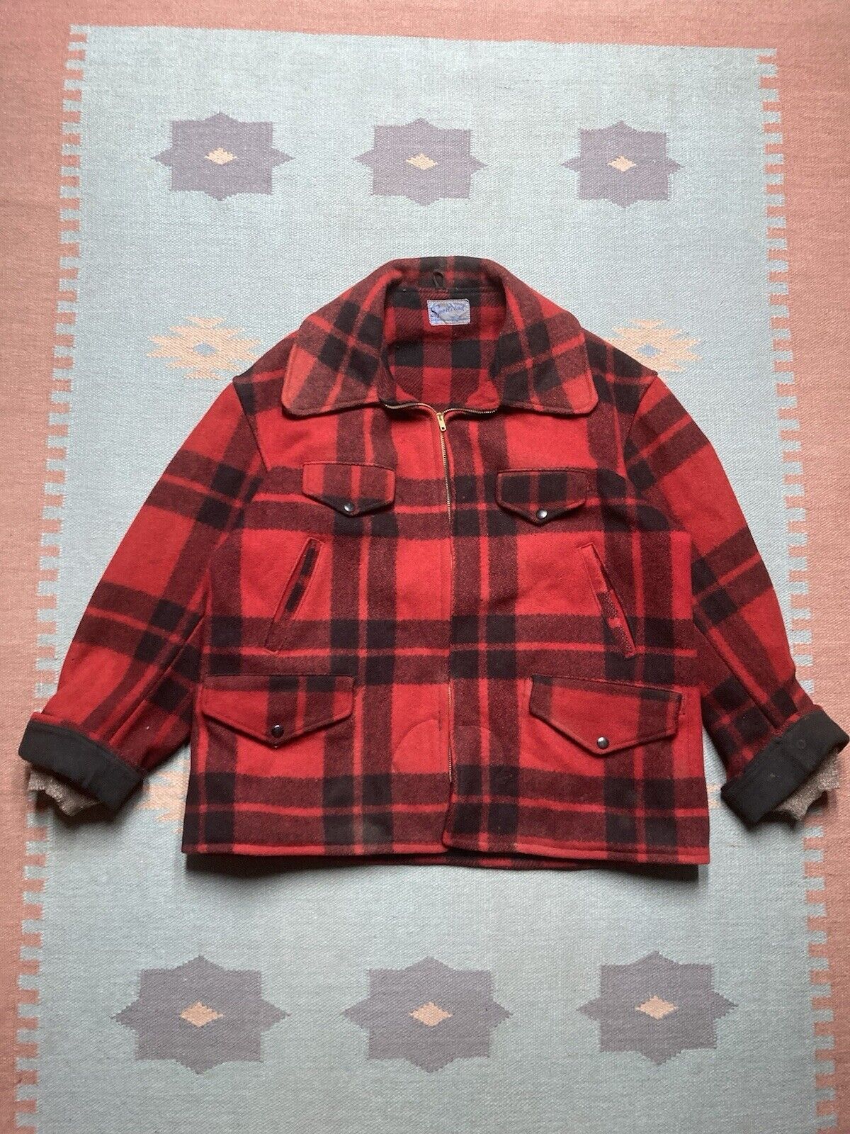 JCPenney × Vintage VTG 40s wool mackinaw jacket sportclad buffalo plaid coat L Size US L / EU 52-54 / 3 - 1 Thumbnail