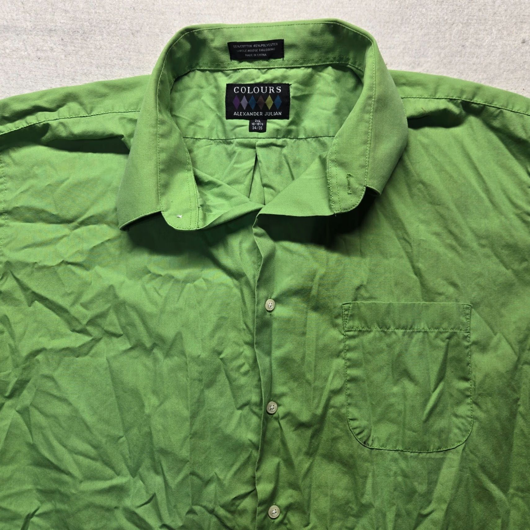 Alexander Julian Alexander Julian Shirt Men's 2XL Solid Green Button-Up Casual Formal Business Workwear 18 18.5 XXL 2XL Colourful Logo Modern Classic Size US XXL / EU 58 / 5 - 2 Thumbnail
