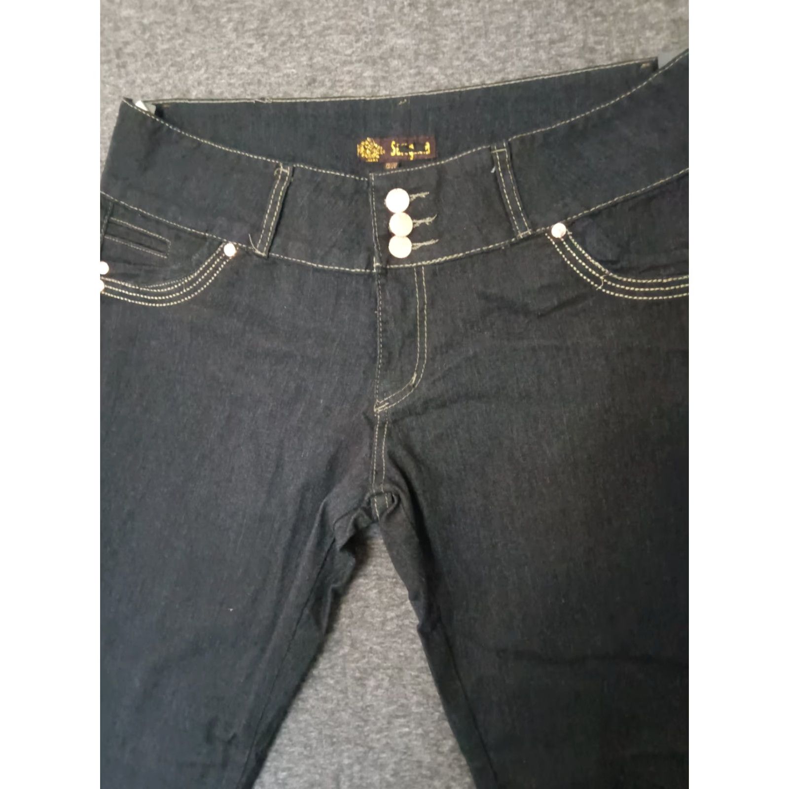 Vintage Unbranded Jeans 3 Button Closure Dark Wash Skinny Black Women's 19/20 Size 40" / US 18 - 3 Thumbnail