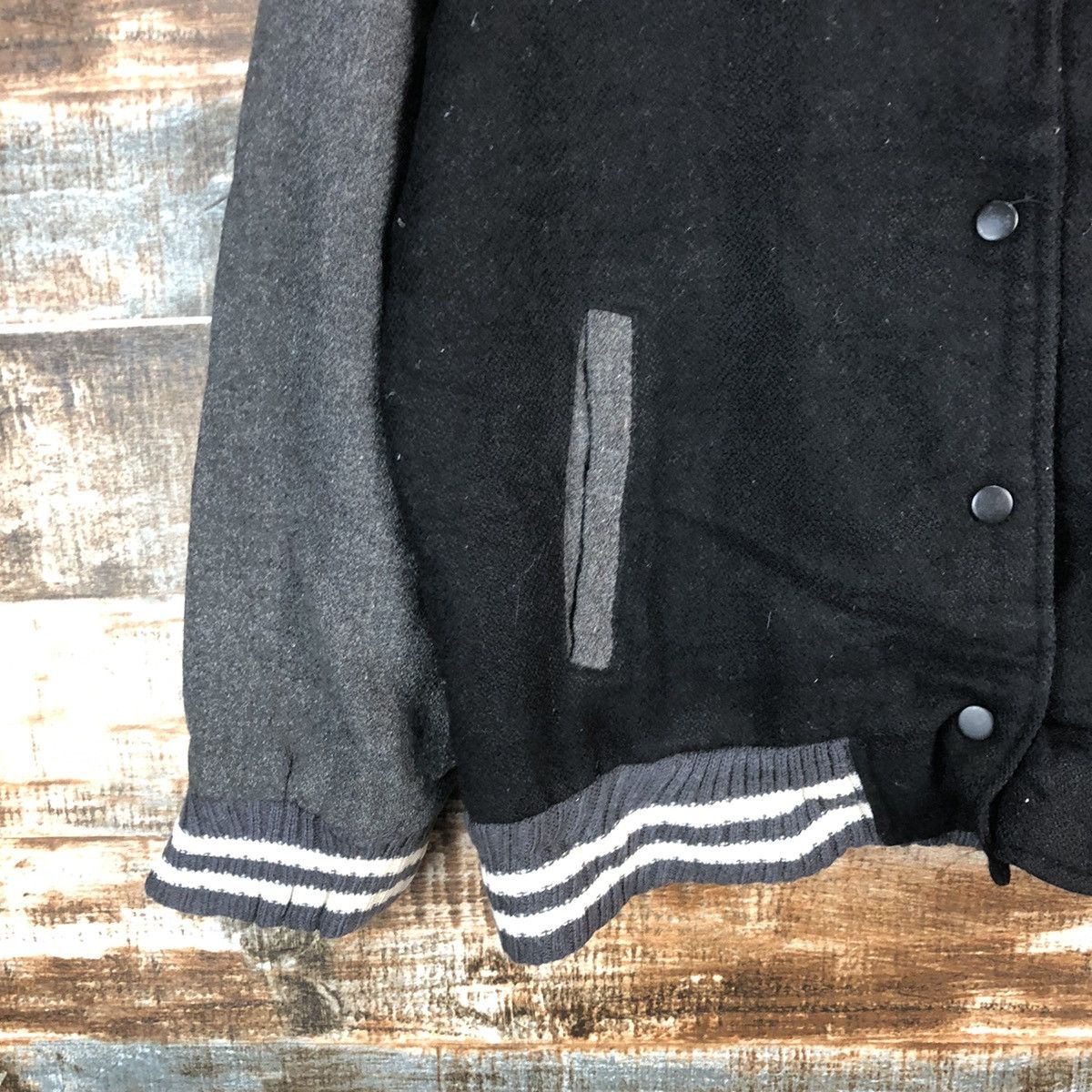 Japanese Brand Bon Maren Black Bombers varsity Jacket #A1759 Size M / US 6-8 / IT 42-44 - 7 Thumbnail