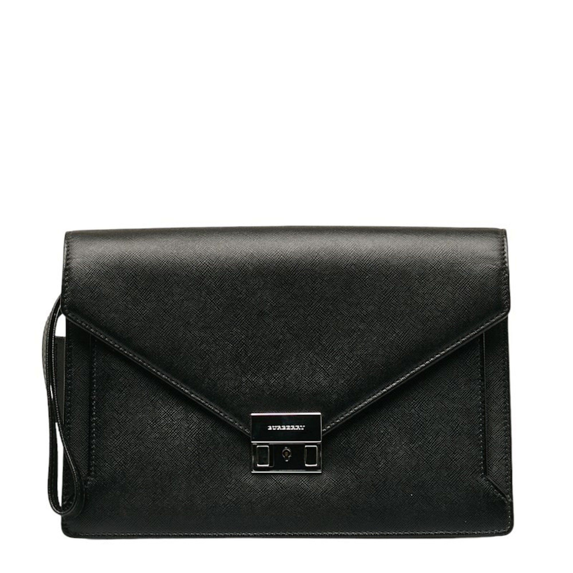 image of Burberry Clutch Bag Second Black Leather Women's Burberry